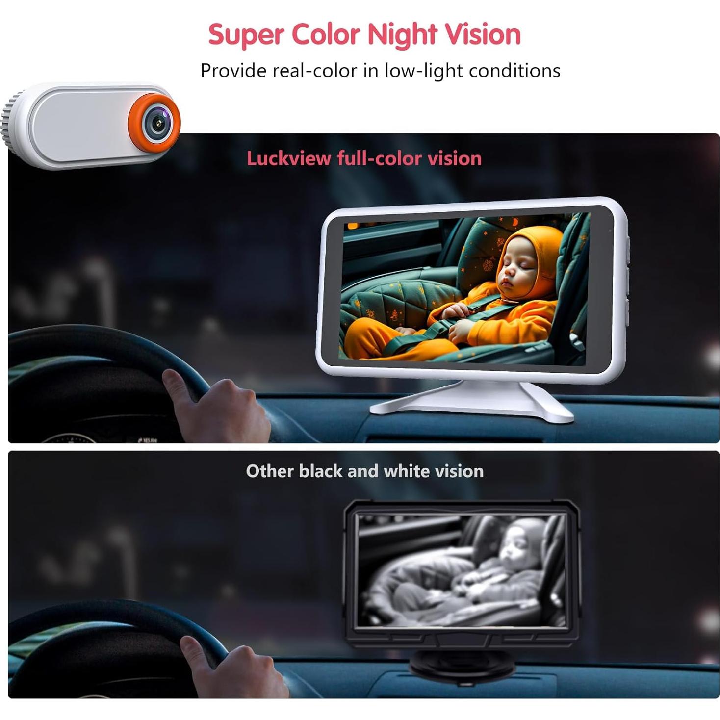 Cámara de Auto para Bebés BM3 HD 1080P con Visión Nocturna