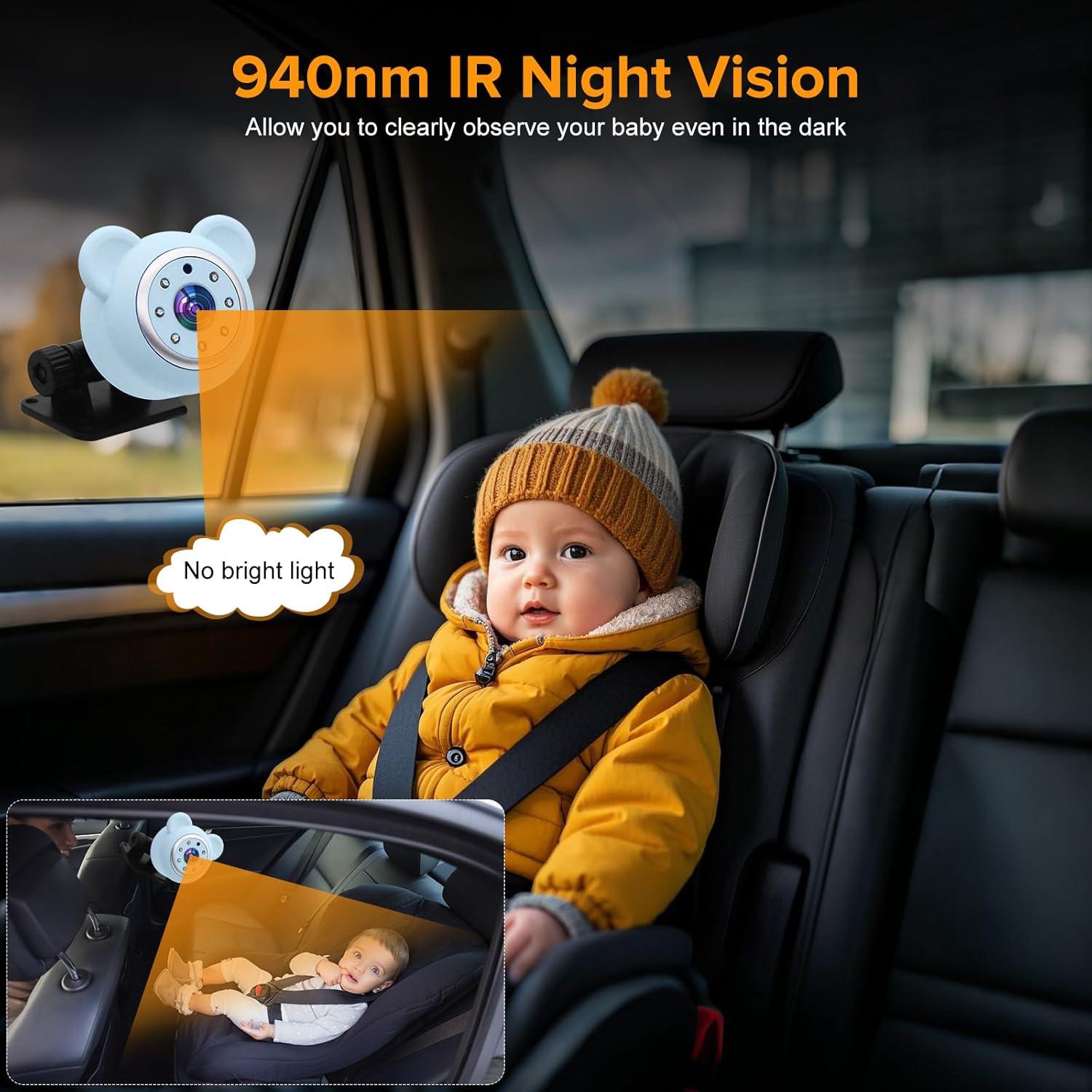 Cámara de Coche para Bebés VSSTECH con Monitor 5" y Visión Nocturna