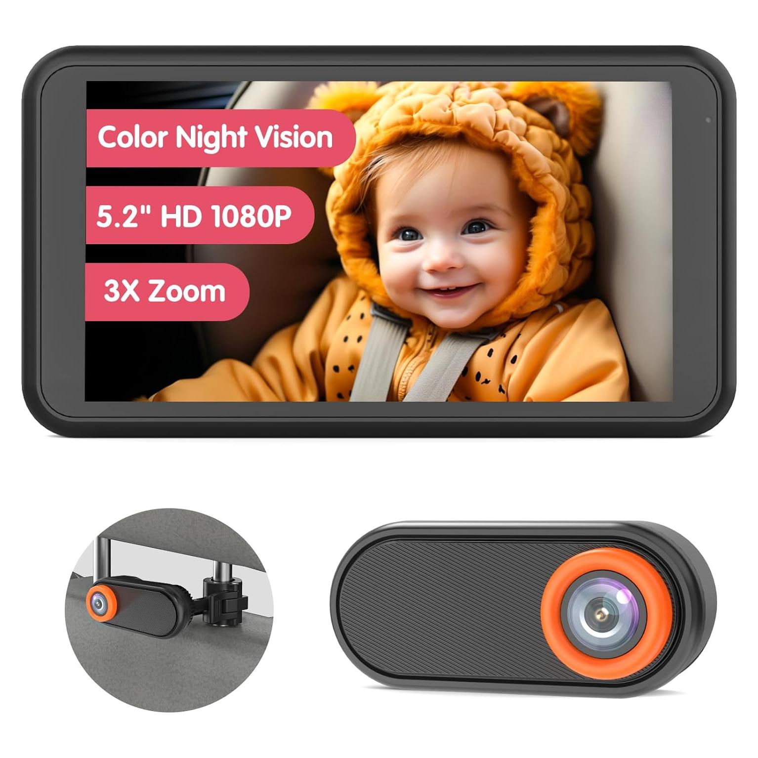 Cámara de Auto BM2 Luckview para Bebé 5.2" 1080P Zoom 3X