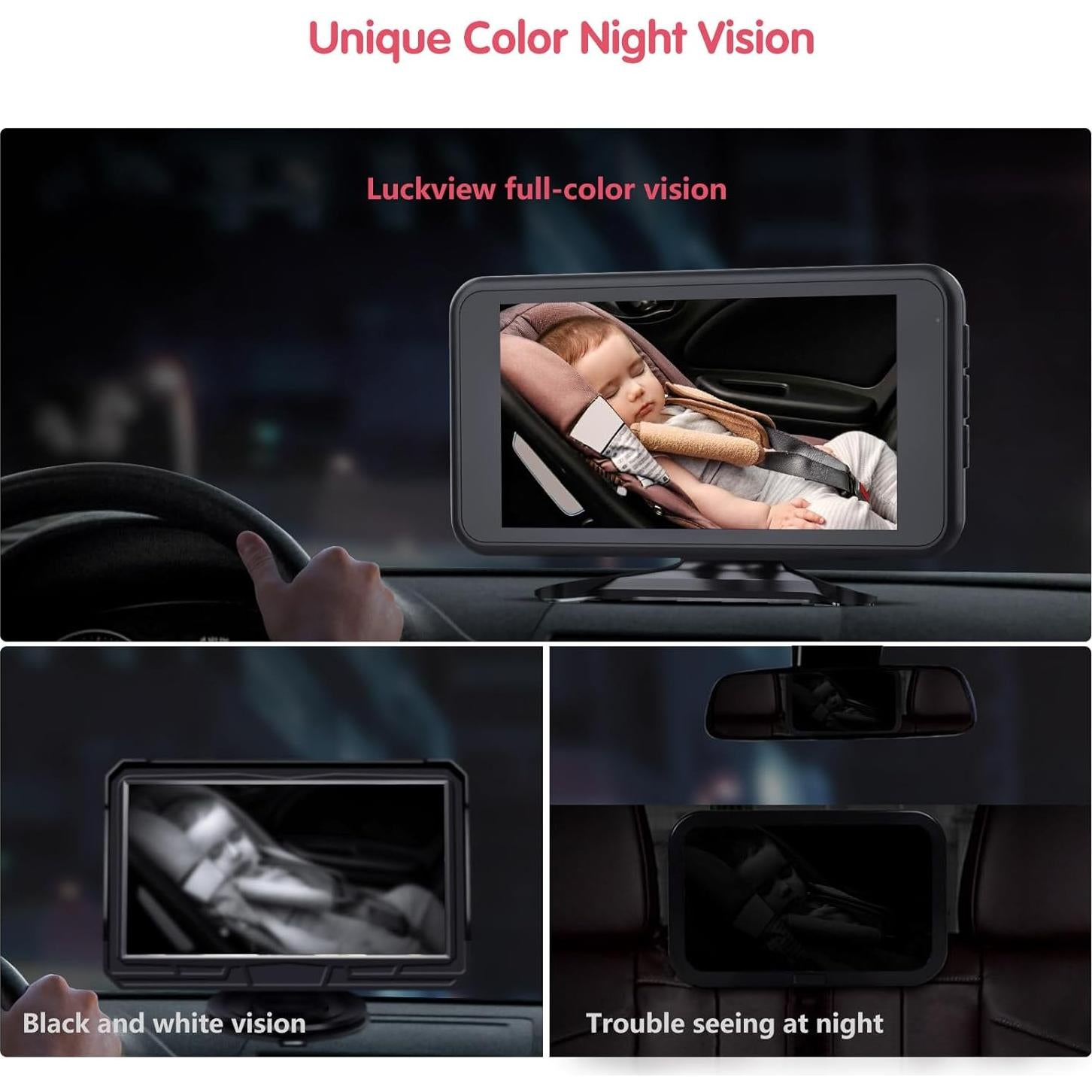 Cámara de Auto BM2 Luckview para Bebé 5.2" 1080P Zoom 3X