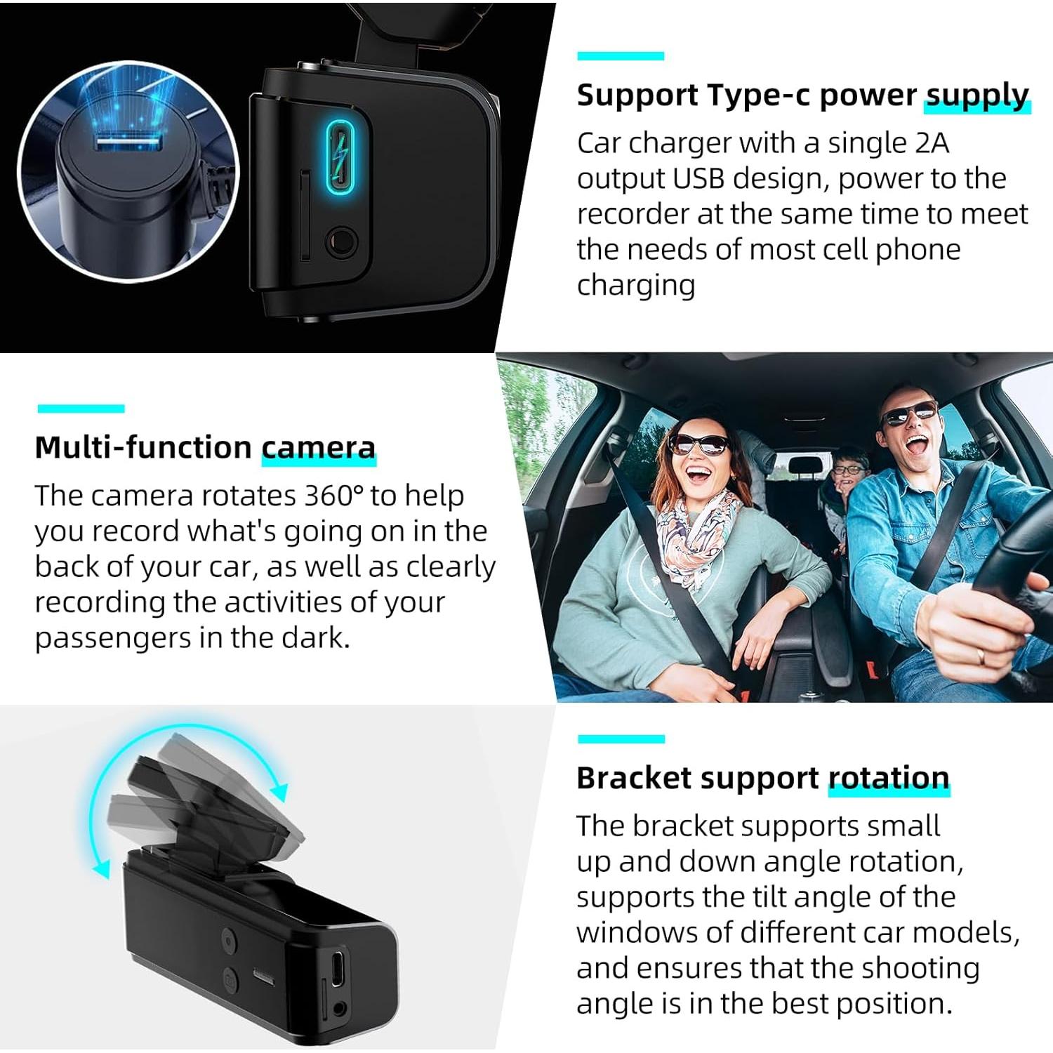 Cámara de Tablero 4K Aprilboy con Cámara Trasera 360° y WiFi