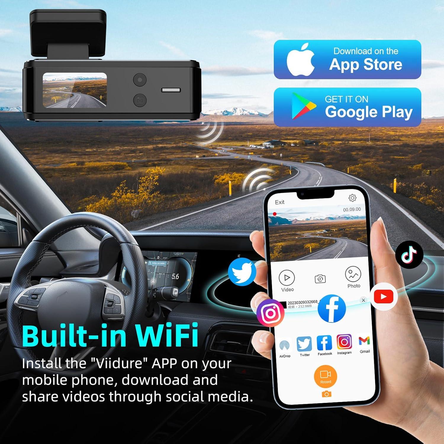 Cámara de Tablero 4K Aprilboy con Cámara Trasera 360° y WiFi