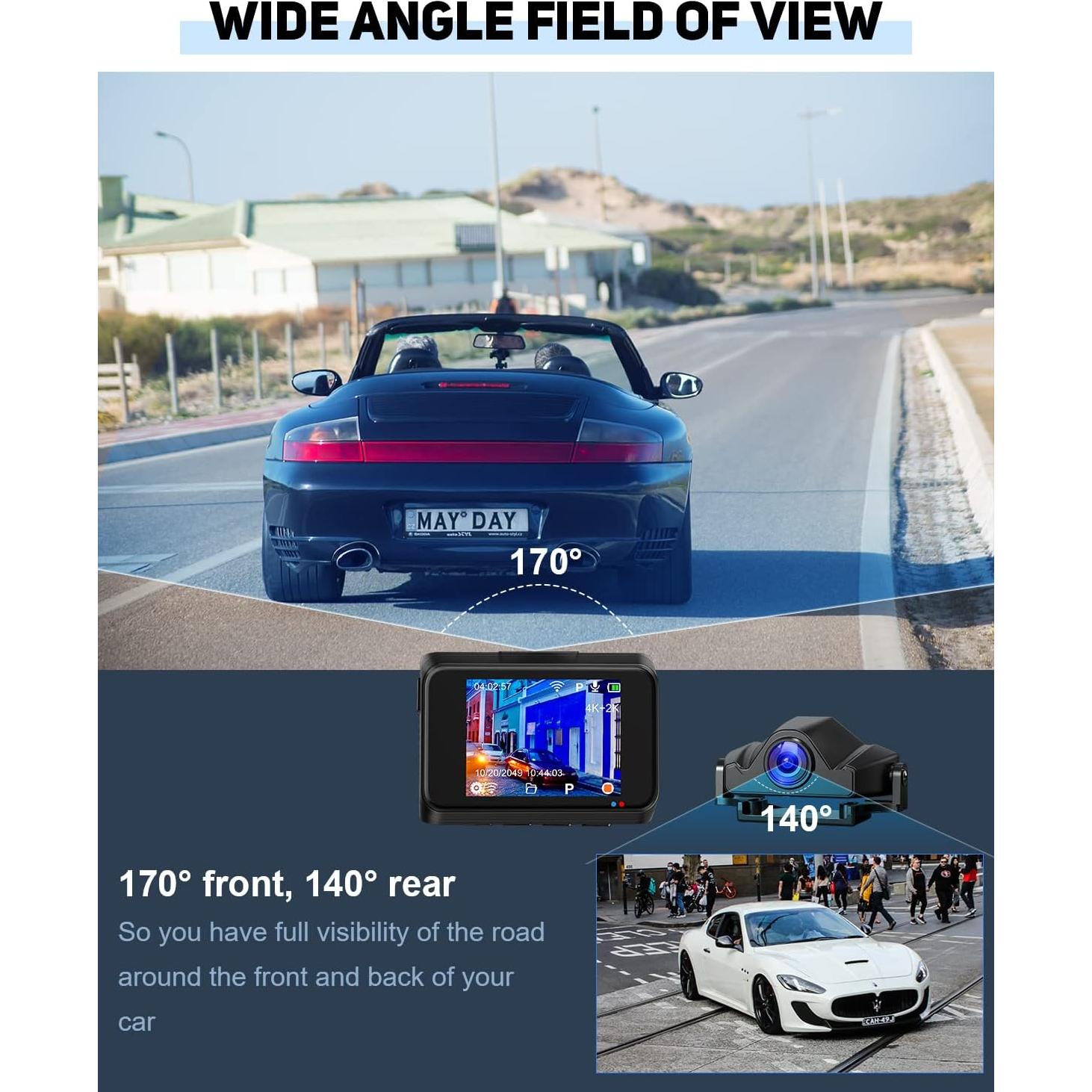 Cámara Dash 4K LAMONKE Delantera y Trasera con GPS y WiFi