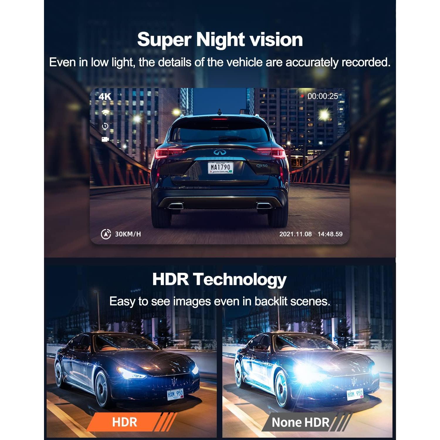 Cámara de Tablero Dual YEECORE D22 4K GPS WiFi 5G