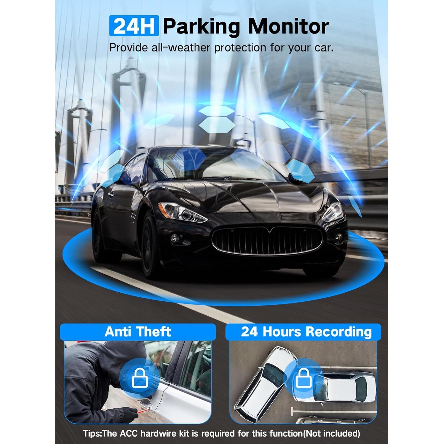 Cámara Dash 4K LECTRUS K02 Pro Triple Canal con Wi-Fi