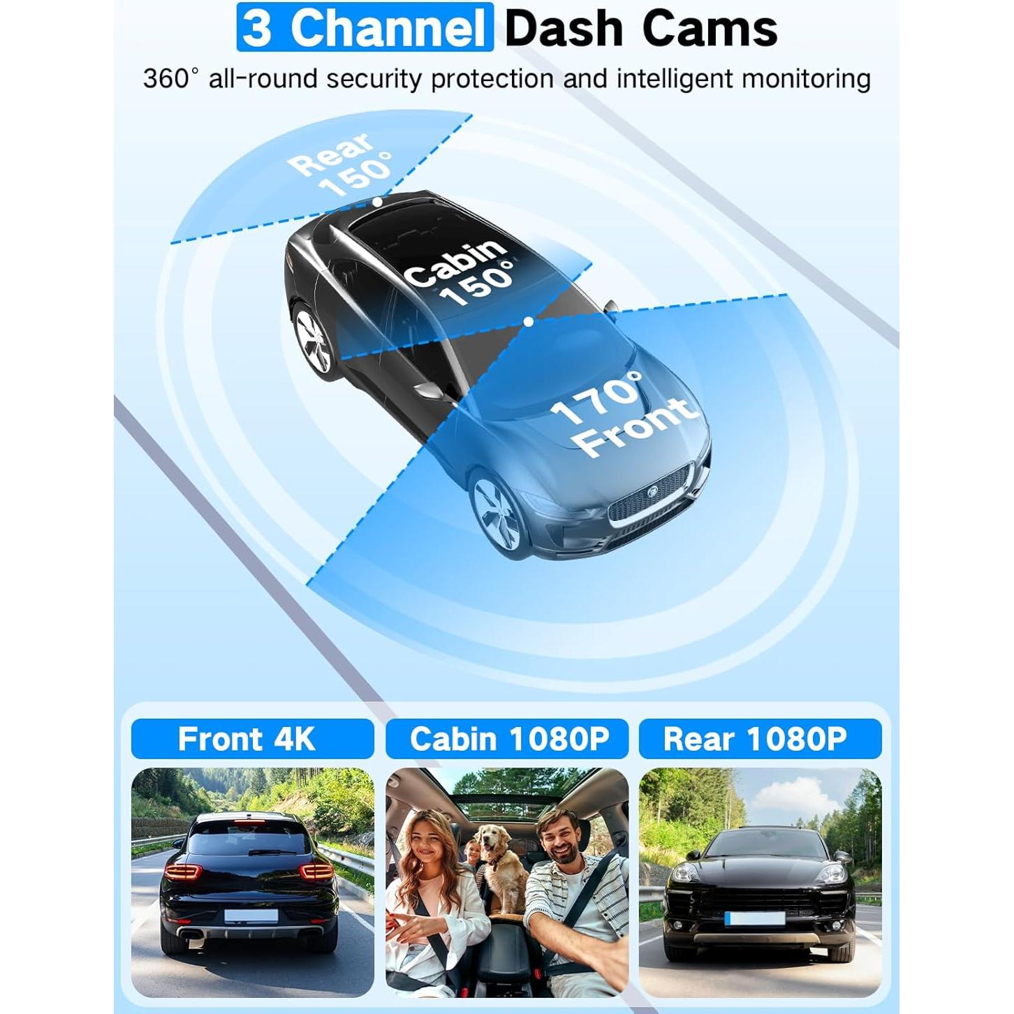 Cámara Dash 4K LECTRUS K02 Pro Triple Canal con Wi-Fi