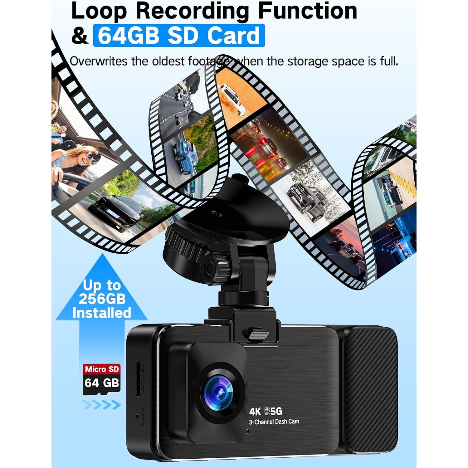 Cámara Dash 4K LECTRUS K02 Pro Triple Canal con Wi-Fi