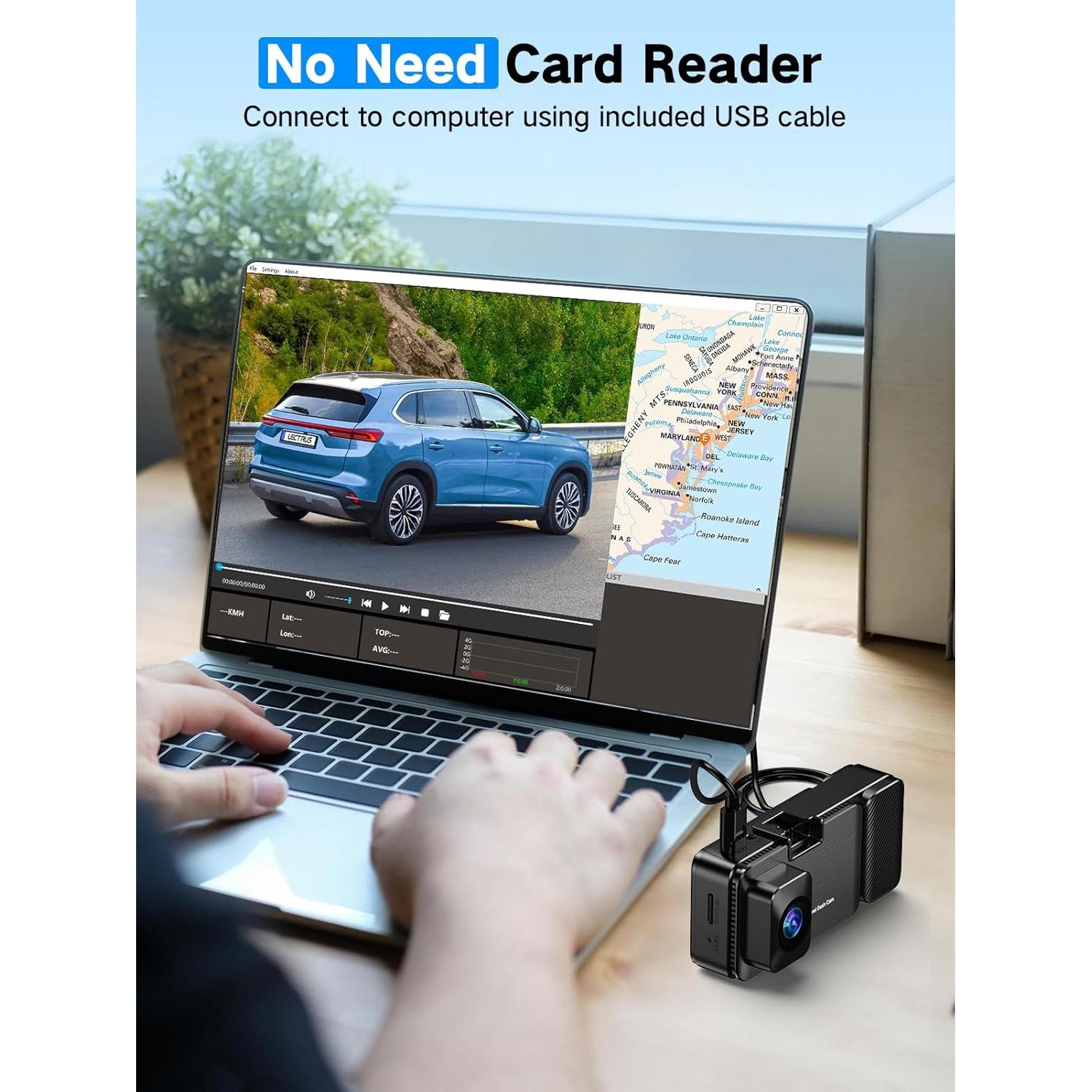 Cámara Dash 4K LECTRUS K02 Pro Triple Canal con Wi-Fi