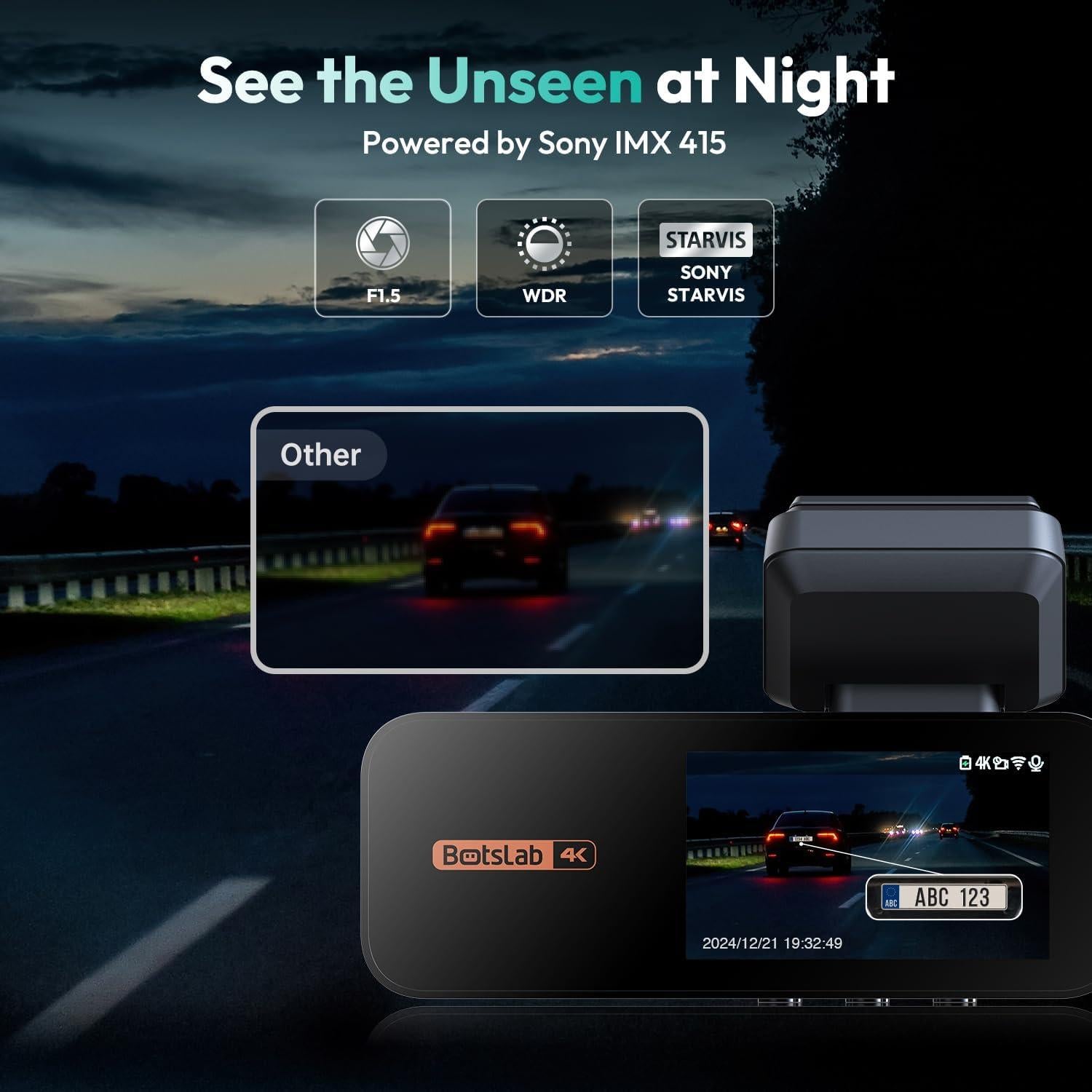 Cámara Doble Dash 4K+2K BOTSLAB G980H con WiFi y GPS