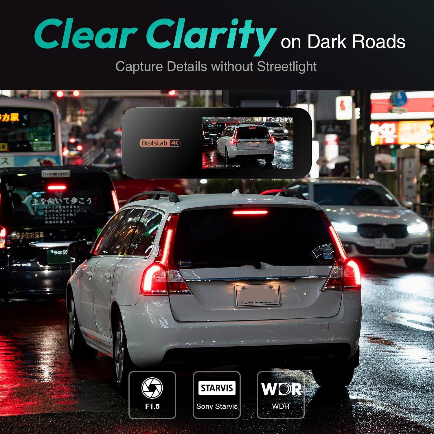 Cámara Dash 4K Dual BOTSLAB G980H con Modo 24/7 y GPS