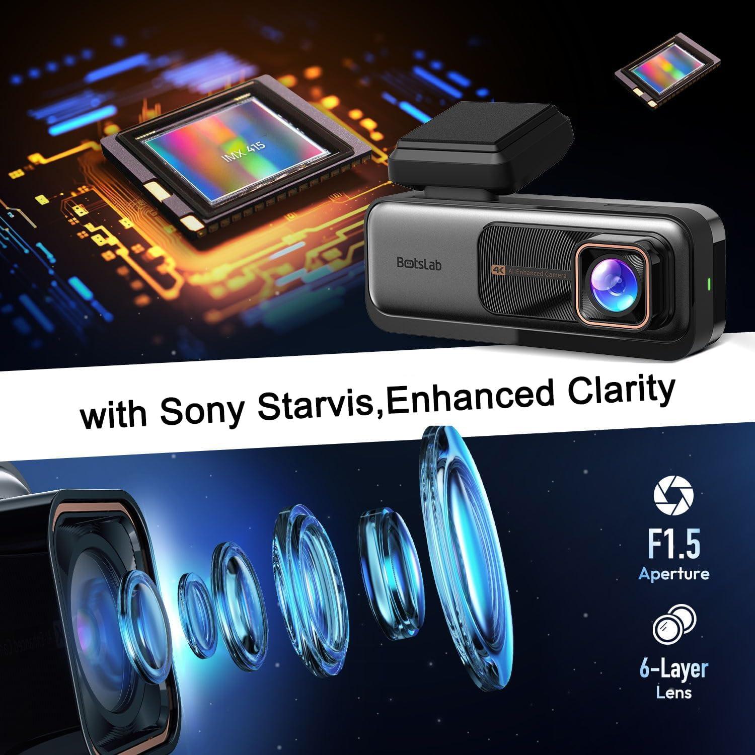 Cámara Dash 4K Dual BOTSLAB G980H con Modo 24/7 y GPS