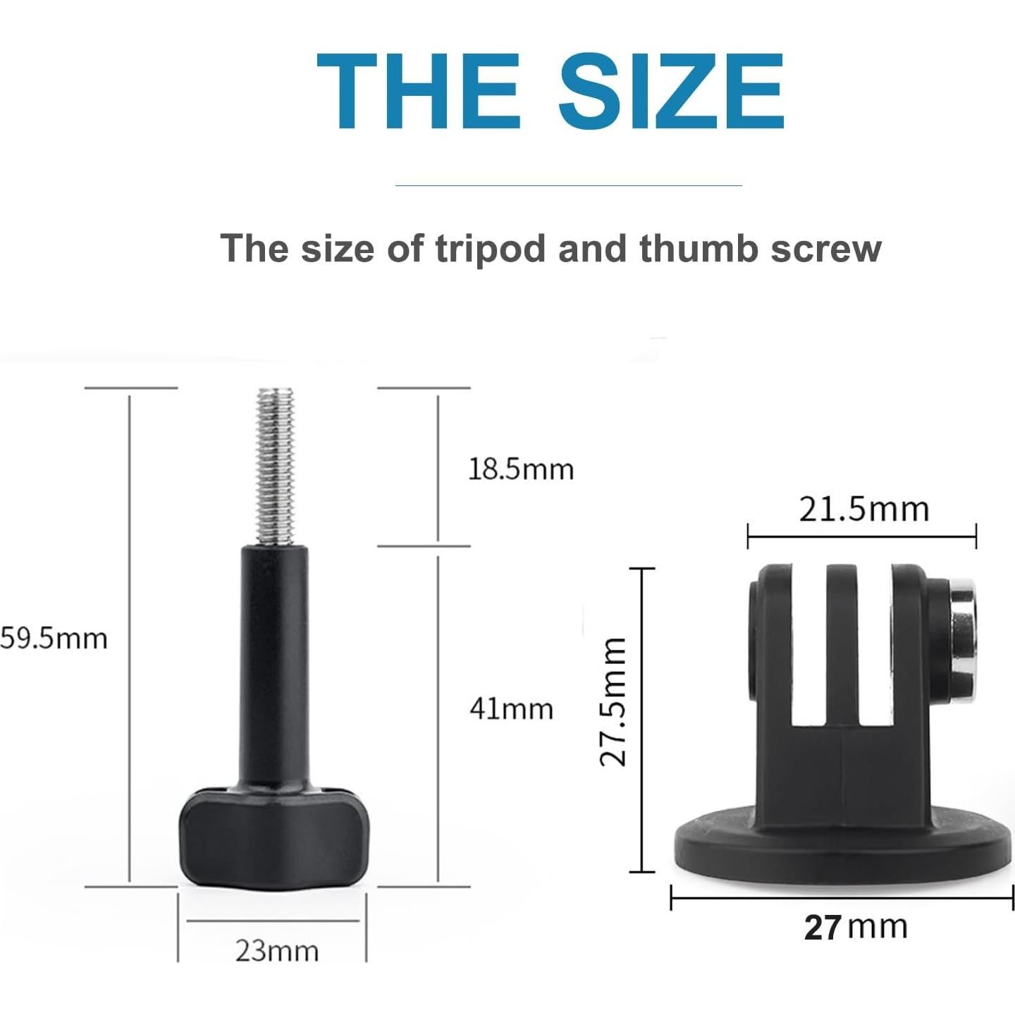 Tripod Mount Adapter 1/4" Screw for Gopro Hero 12/11/10/9/8/7/6, DJI OSMO AKASO Insta360 Action Camera, Fits for Tripod Selfie Stick Monopod and DSLR Camera Flash - 1 Pack