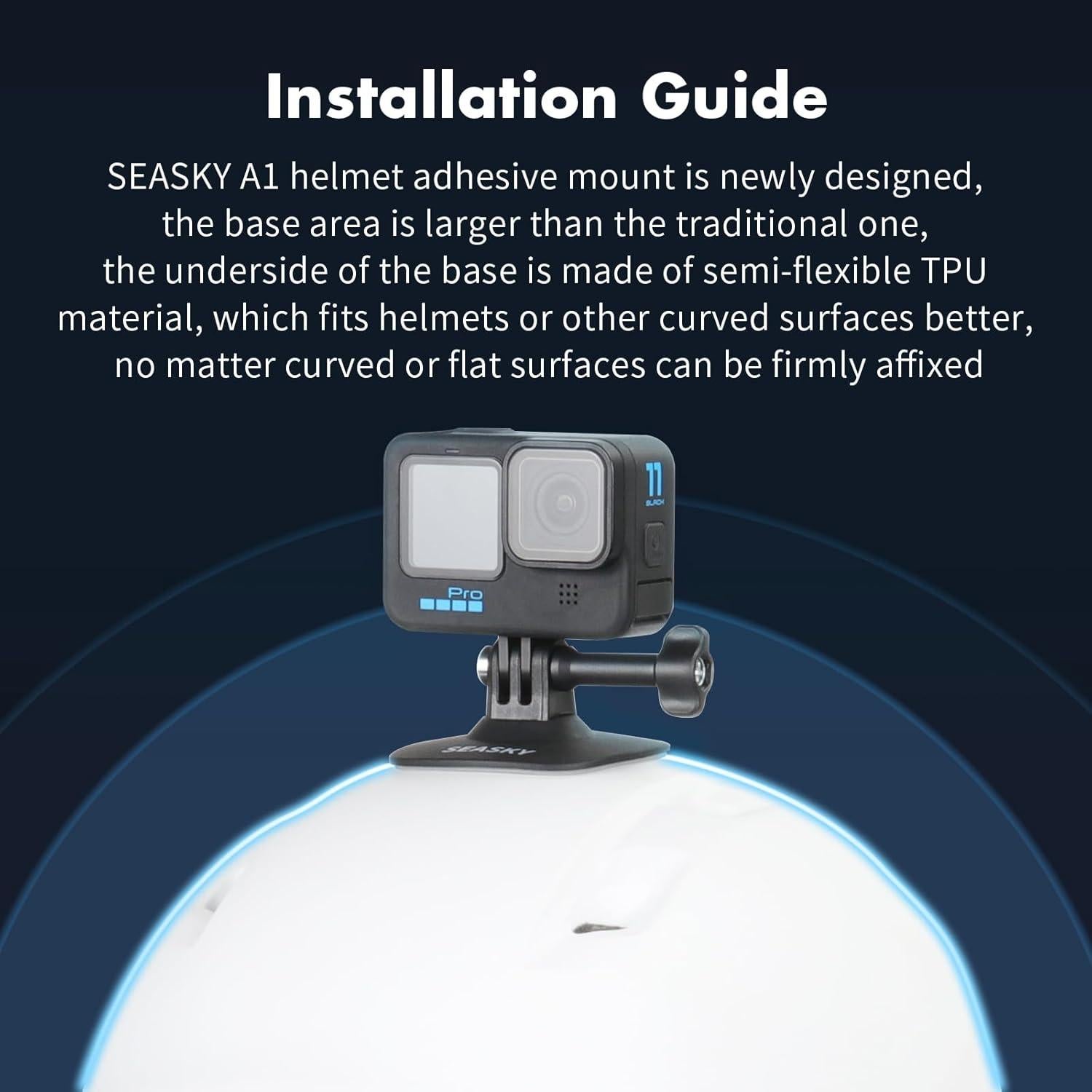 Montaje Adhesivo Flexible SEASKY A1 para Casco - 2 Pack