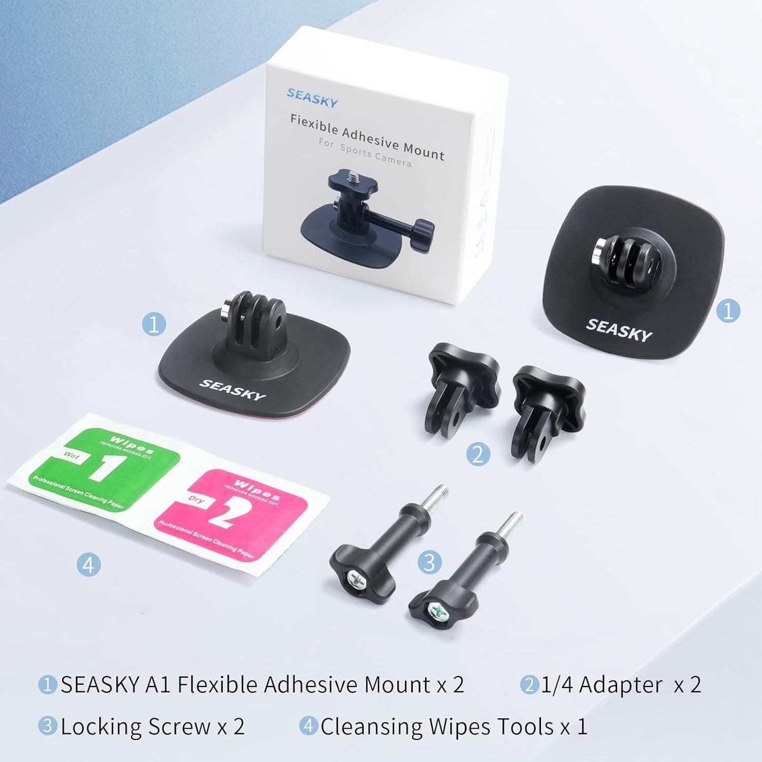 Montaje Adhesivo Flexible SEASKY A1 para Casco - 2 Pack