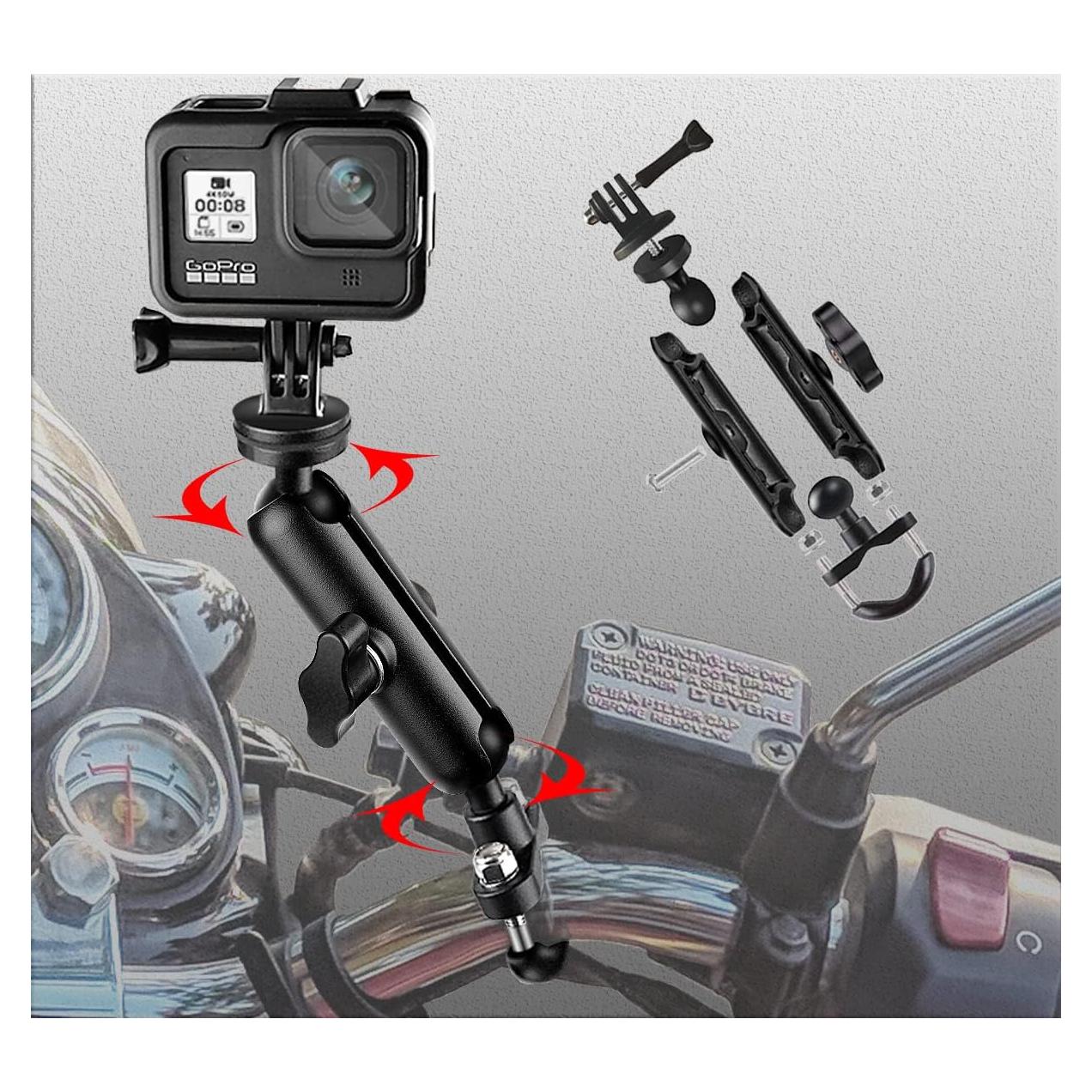 Soporte de cámara para motocicleta GoPro LAZORA 360° ajustable