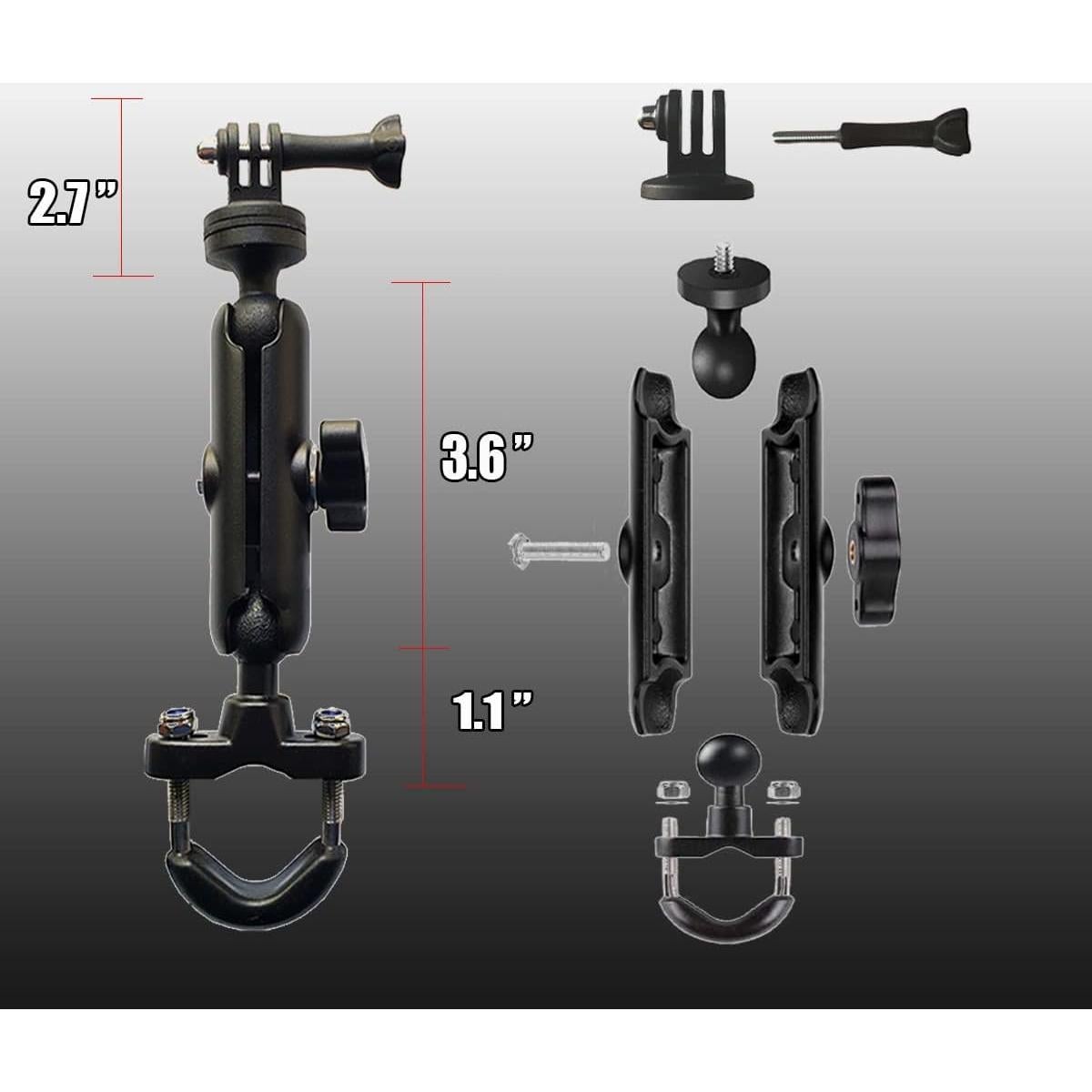 Soporte de cámara para motocicleta GoPro LAZORA 360° ajustable