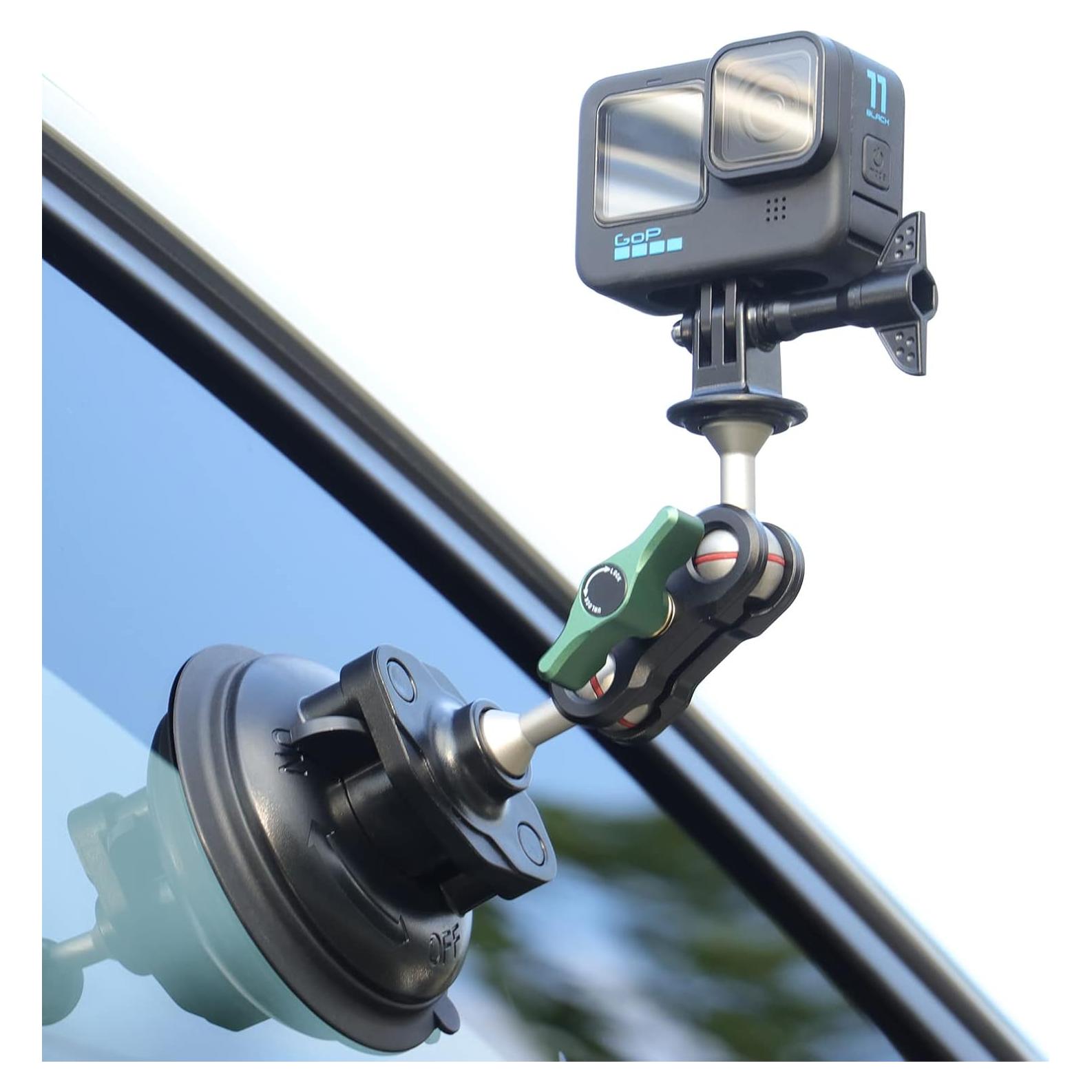 SEASKY S1 Powerful Sports Camera Suction Cup Car Mount for Gopro Hero 13/12/11/10/9/8 Black DJI Action 5/4/3/2 Pocket Insta360 X5 X4 X3 X2 Ace Pro 2 Cell Phone Holder Accessories Aluminum Alloy Metal