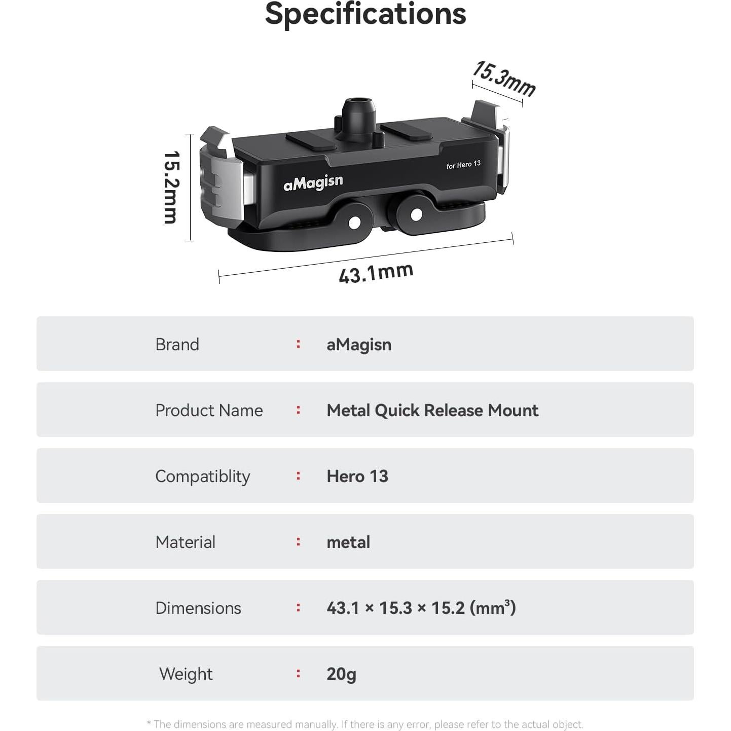 Soporte de liberación rápida magnético YDW para GoPro Hero13
