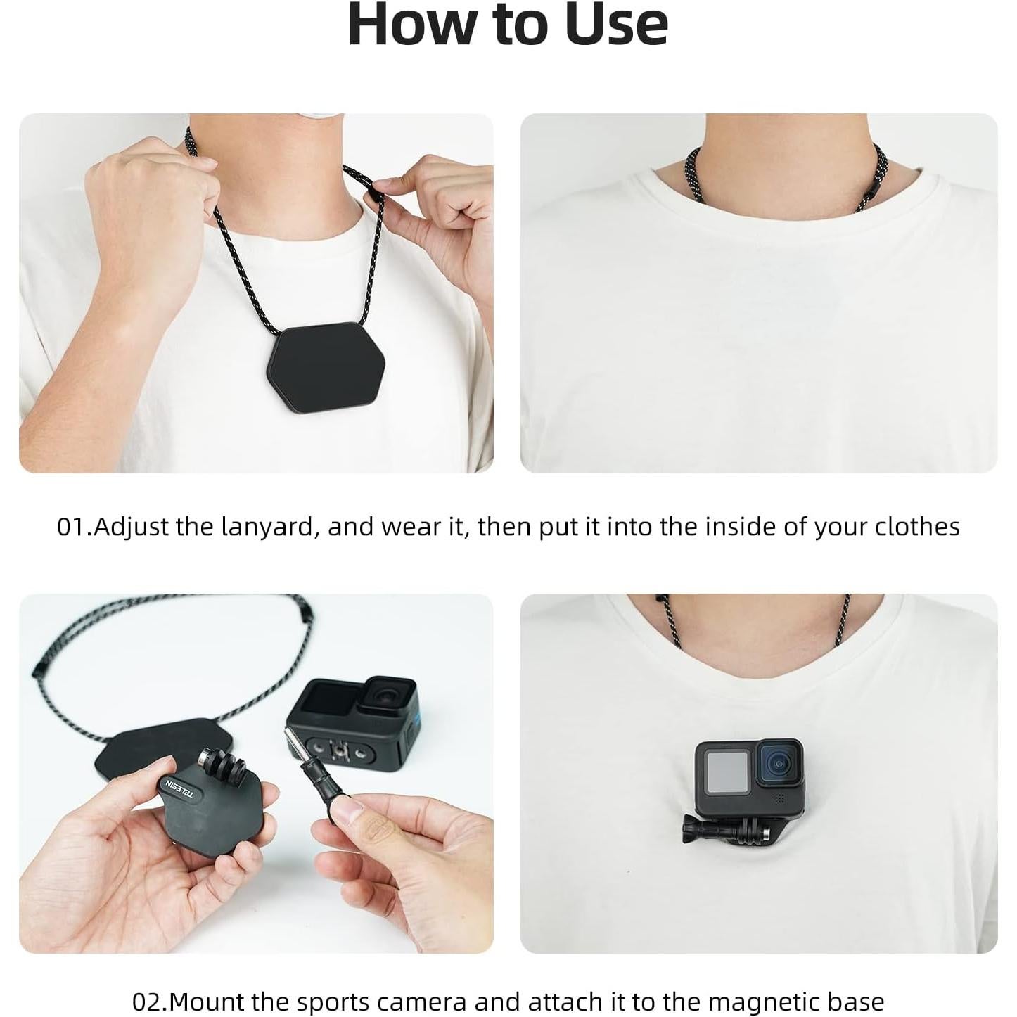 Soporte Magnético para Pecho TELESIN con Collar Lanyard