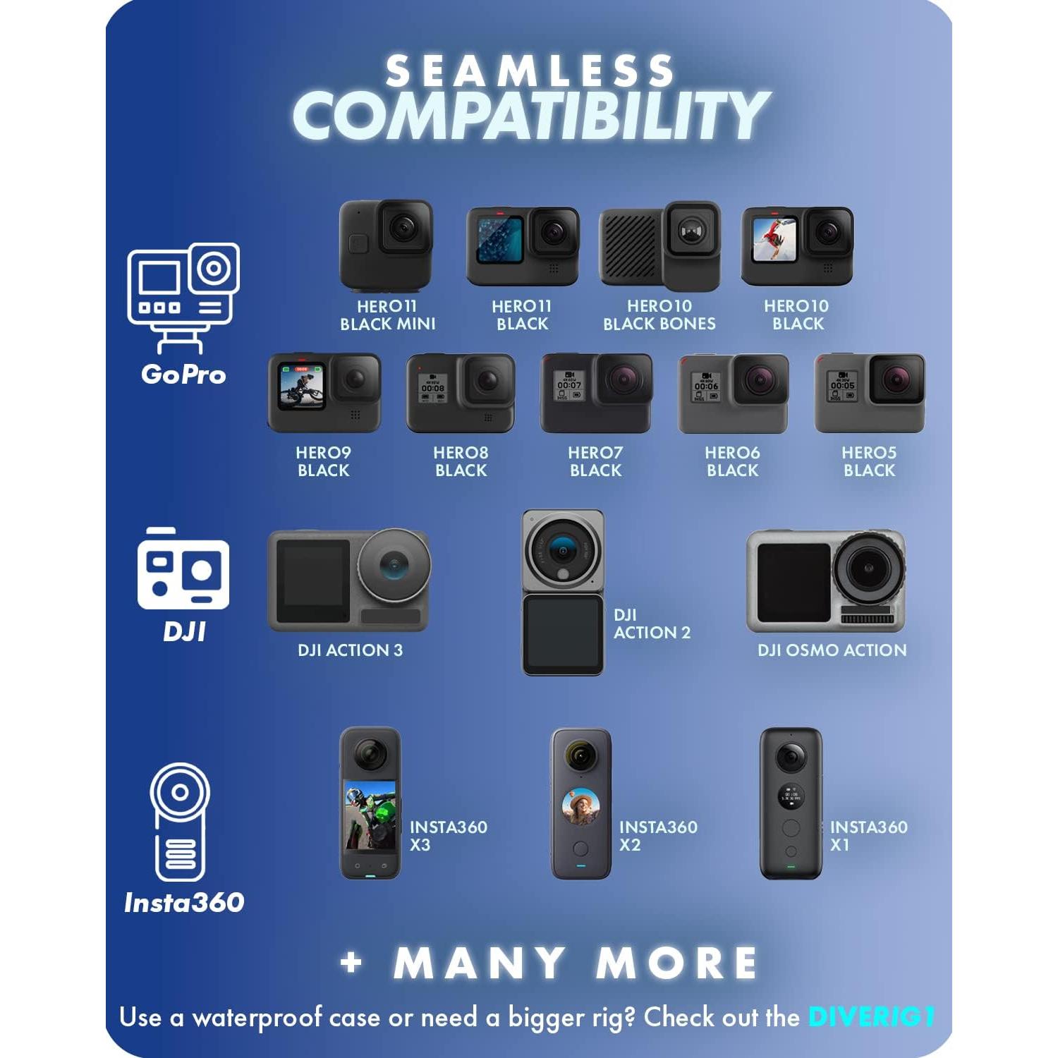 Movo DiveRig3 Diving Rig Bundle with 2 Waterproof LED Lights - Compatible with GoPro HERO3, HERO4, HERO5, HERO6, HERO7, HERO8, and DJI Osmo Action Cam - Scuba Accessories for Underwater Camera