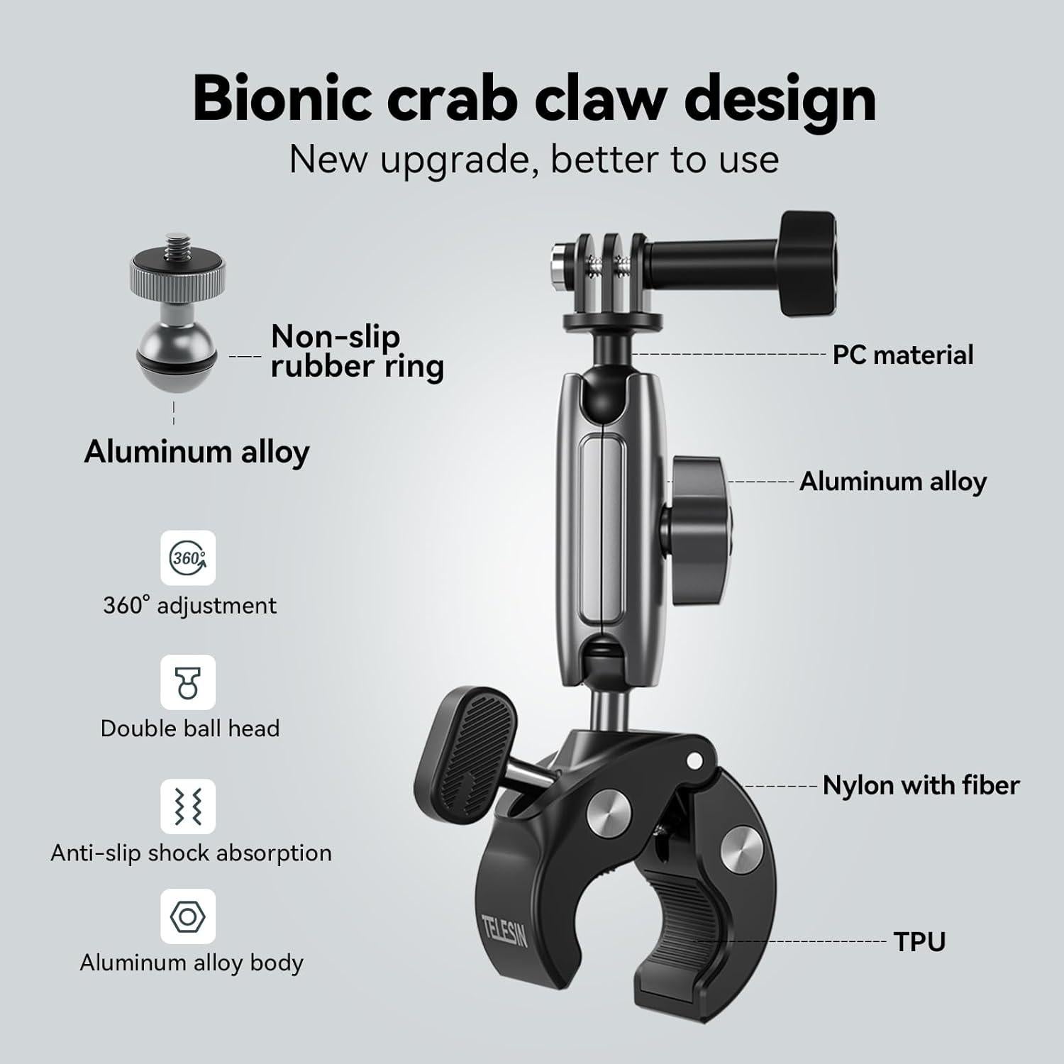 Soporte de Abrazadera TELESIN para Moto y Cámaras de Acción