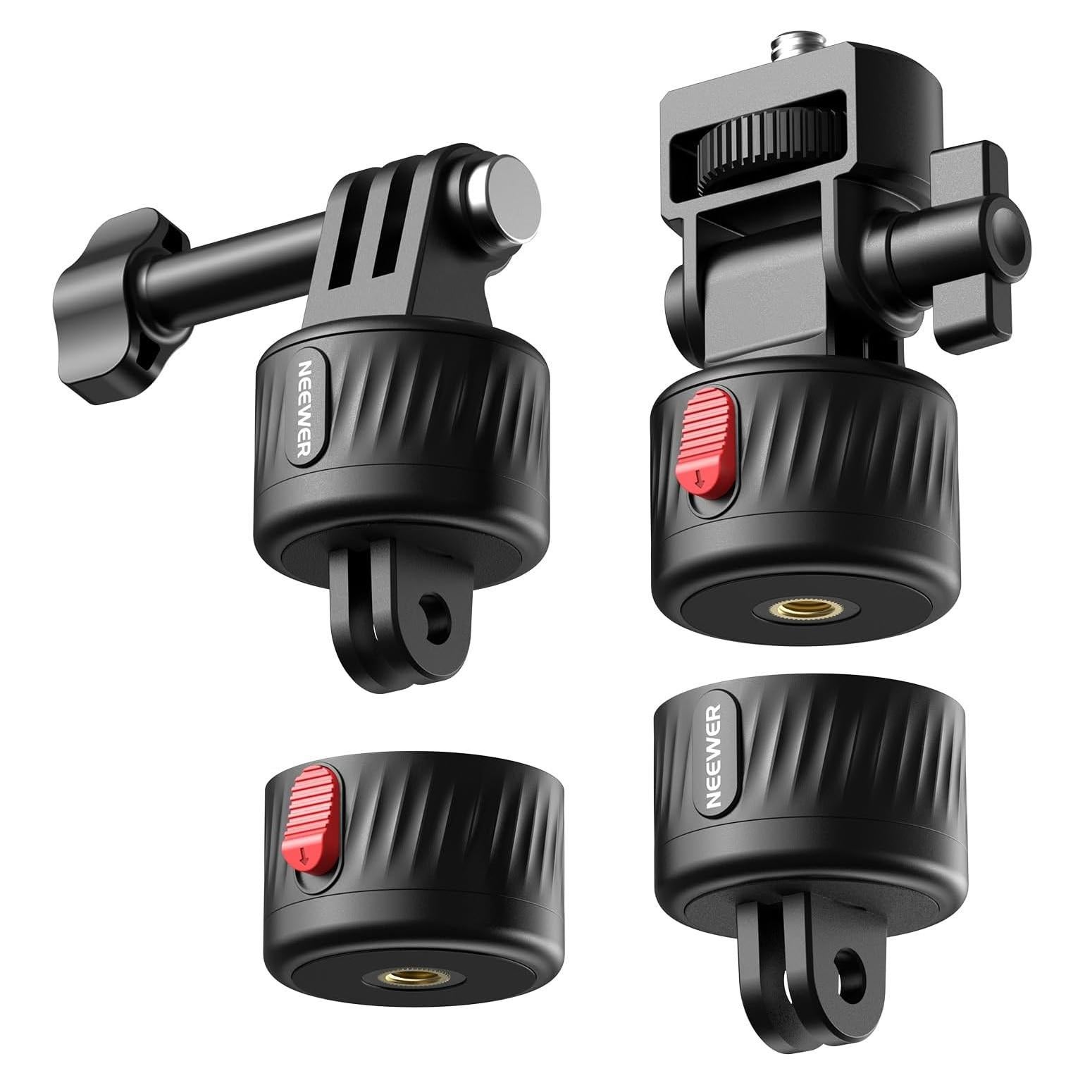 NEEWER Magnetic Action Camera Mount Kit, Compatible with GoPro Hero 13 12 11 Max DJI Osmo Action Insta360, ABS Magnetic Quick Release Mount for POV Shots, GP-24