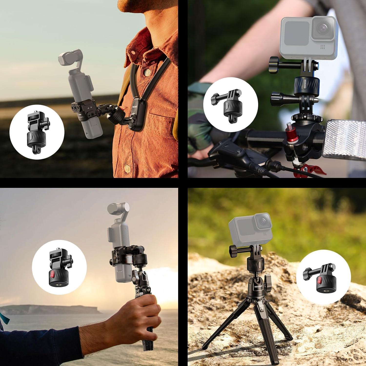 NEEWER Magnetic Action Camera Mount Kit, Compatible with GoPro Hero 13 12 11 Max DJI Osmo Action Insta360, ABS Magnetic Quick Release Mount for POV Shots, GP-24