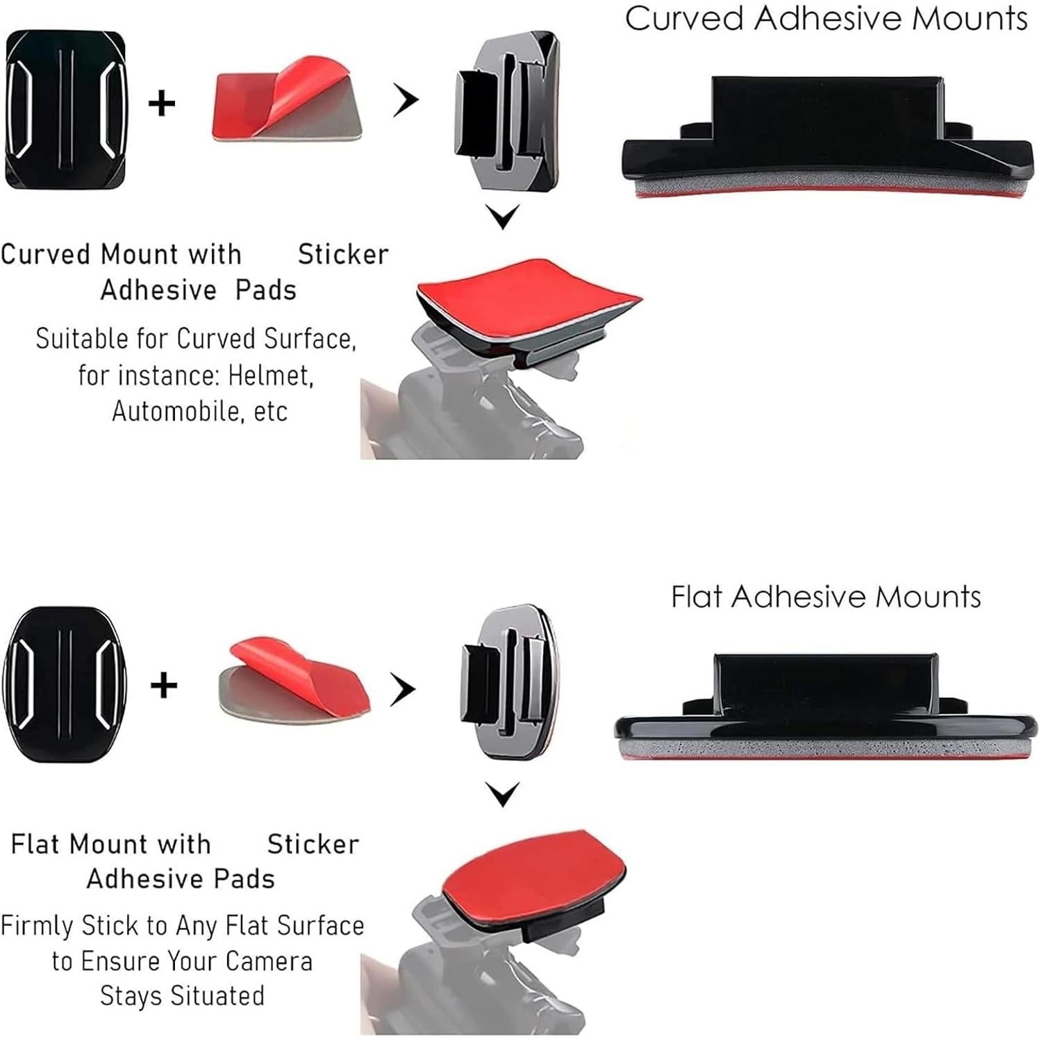 Kit de 40 Soportes Adhesivos Universales KUANVE para Cámaras de Acción