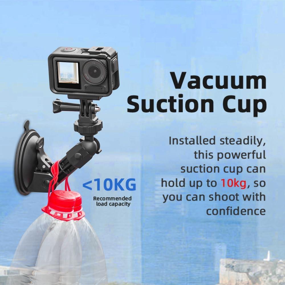 Suction Cup Mount Compatible with DJI Osmo Pocket 3, Upgraded Car Mount Windshield Window Dash Holder Kit Action Camera Accessories Adapter for Insta360 X5/X4/X3 for GoPro Max Mini for Action 5 Pro 4