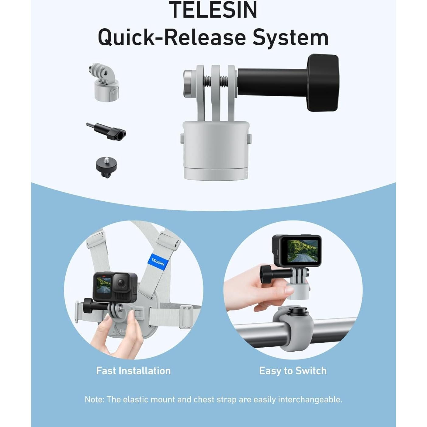 Soporte de Pecho TELESIN con Almohadilla Gruesa y Liberación Rápida