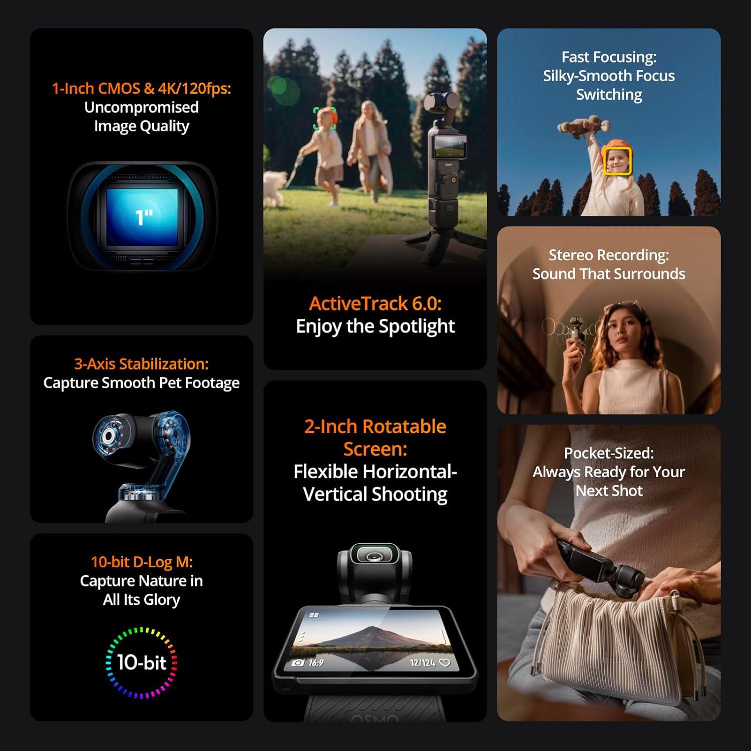 Cámara de Vlogging DJI Osmo Pocket 3 4K 120fps Estabilizada