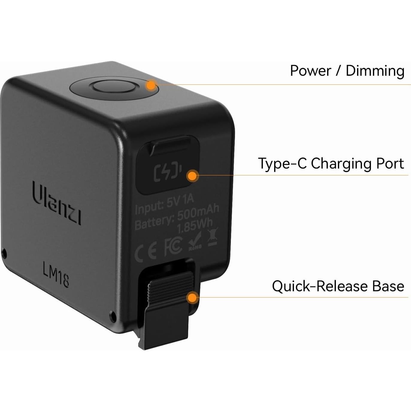 ULANZI LM18 Mini LED Luz de Video Impermeable 500mAh