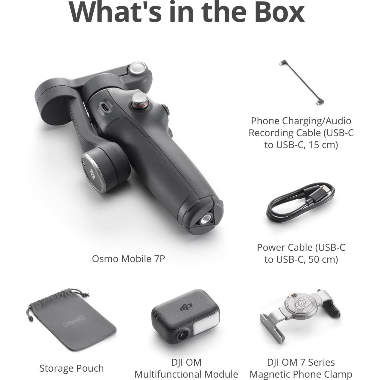 DJI Osmo Mobile 7P Gimbal Stabilizer for iPhone, Android, Native Tracking, Lighting, 3-Axis Phone Gimbal, Quick Launch, One-Tap Edit, Built-in Extension Rod & Tripod, 10hrs Use, Phone Charging