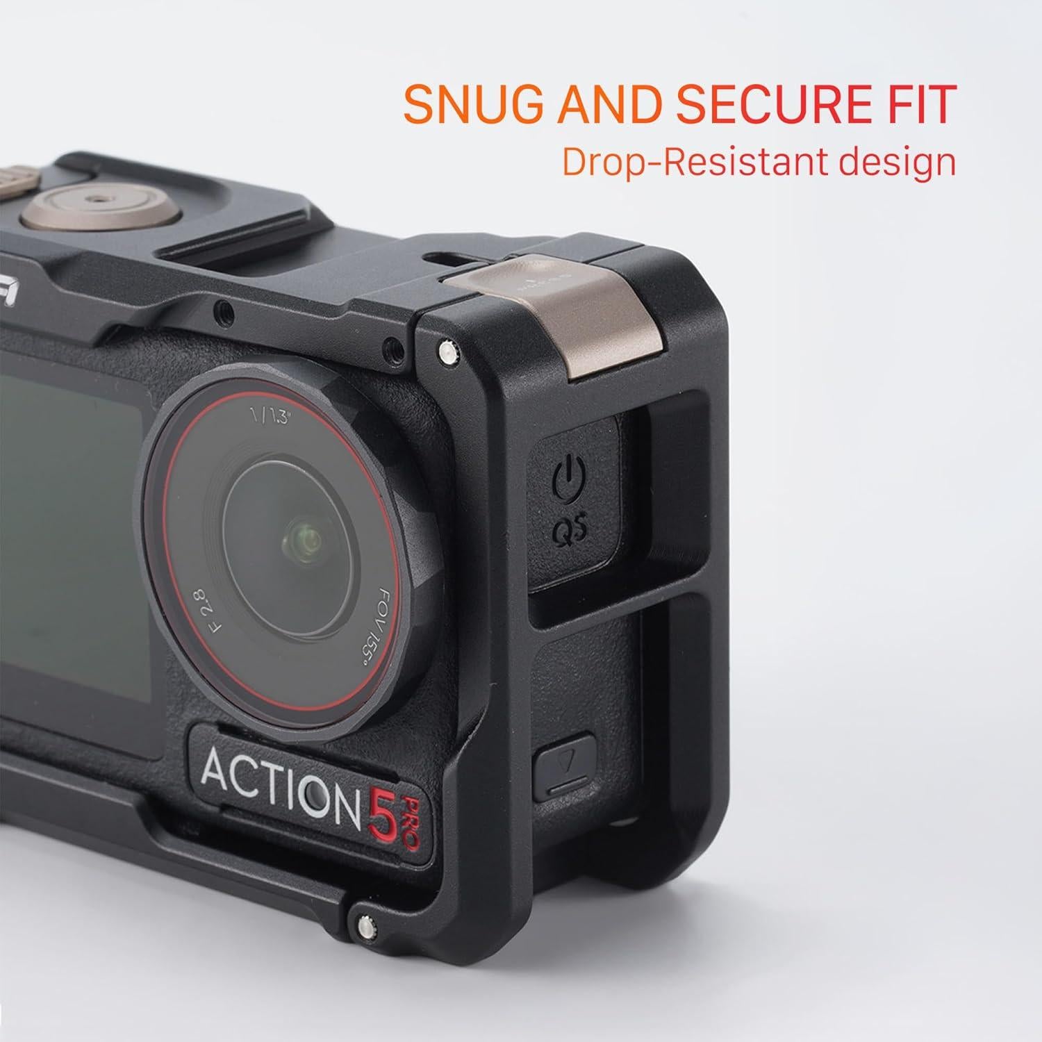 Tilta Full Camera Cage Base Kit Compatible with DJI Osmo Action 3, Action 4, Action 5 Pro (Titanium Gray) | Magnetic 1/4″-20 Baseplate | Cold Shoe Mounts | Magnetic Mount Design | Shock-Absorbing