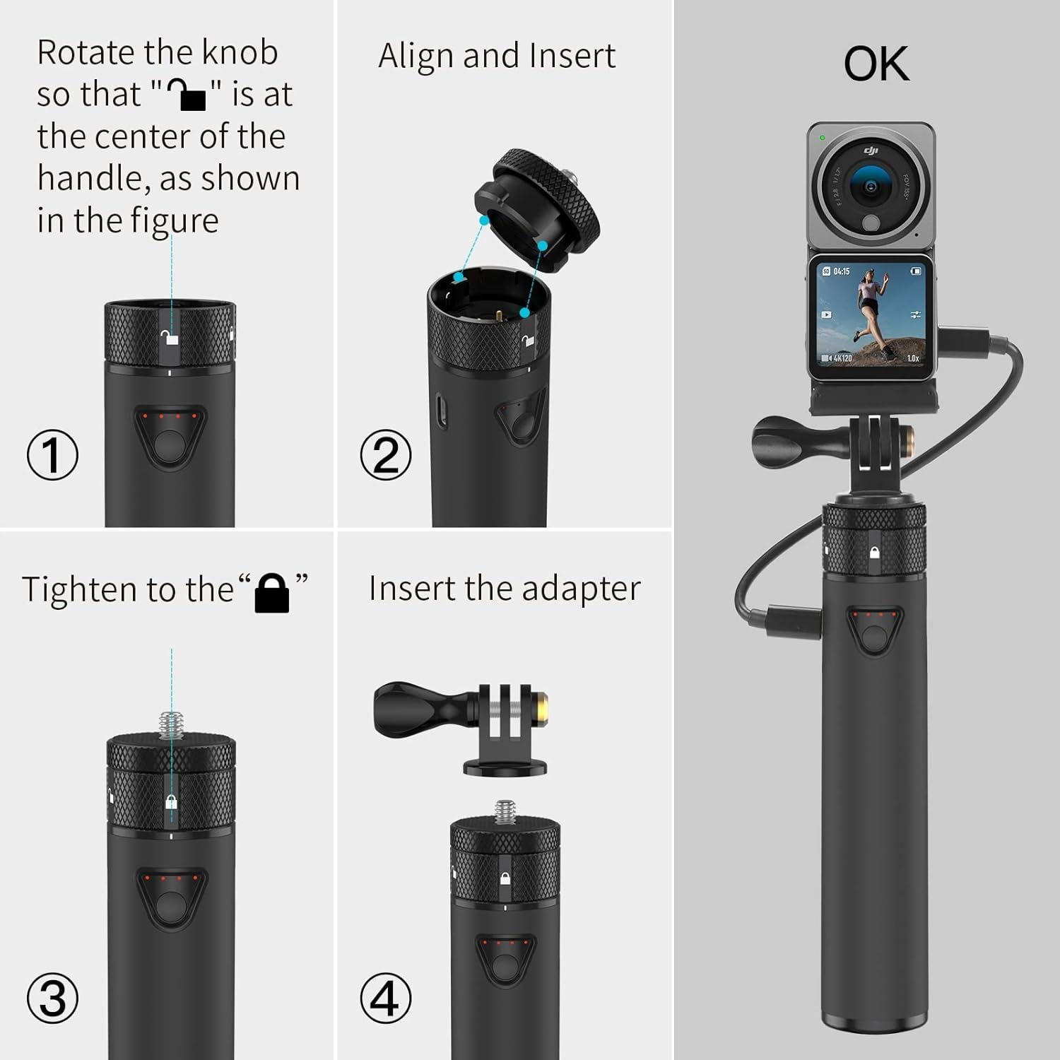 Cargador Stick Smatree 5000mAh para DJI Pocket 3 y GoPro