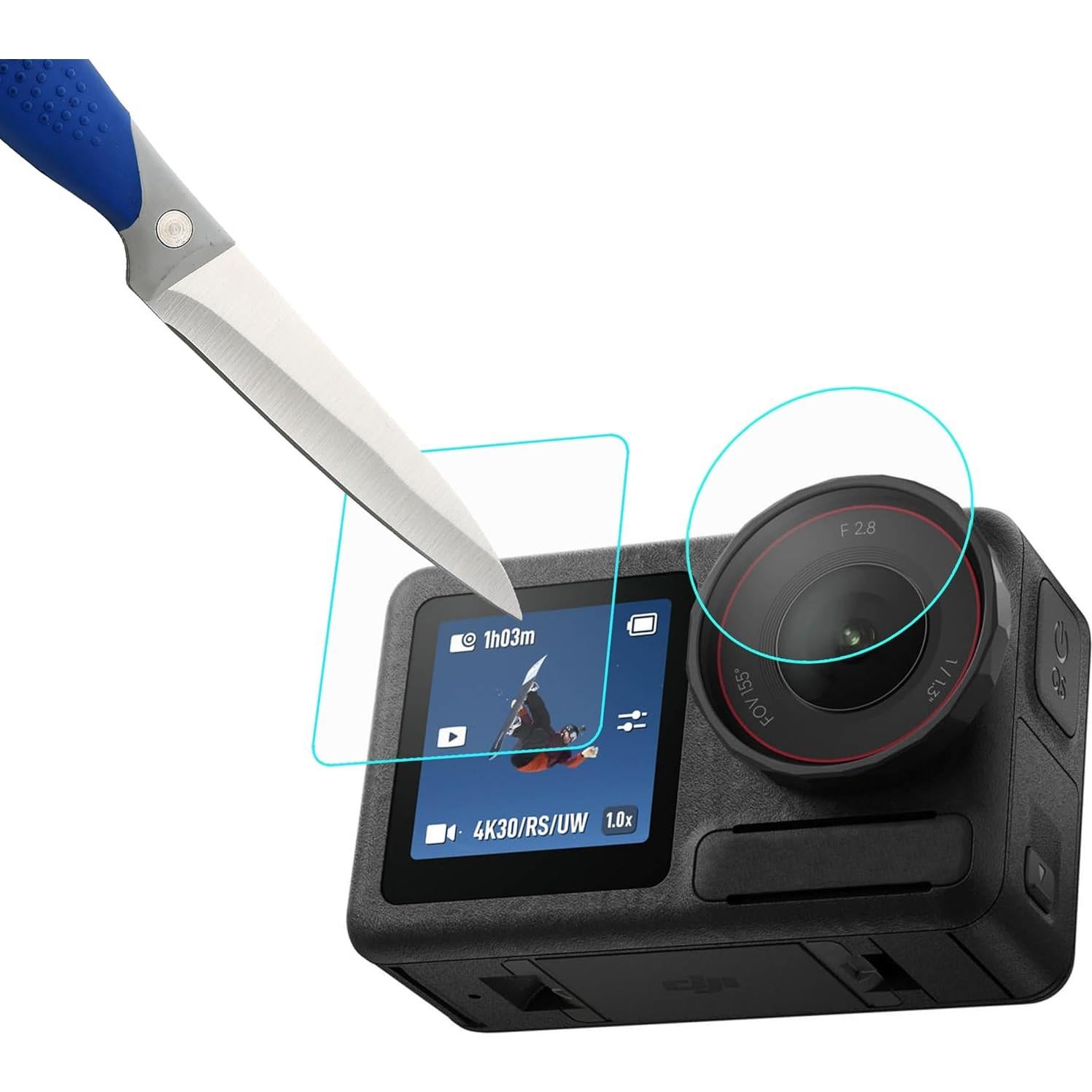 [Back+Lens+Front] 3-Pack [9 Pcs] Screen Protector For DJI OSMO Action 5 Pro [Tempered Glass] [Japan Glass with 9H Hardness] Screen Protector