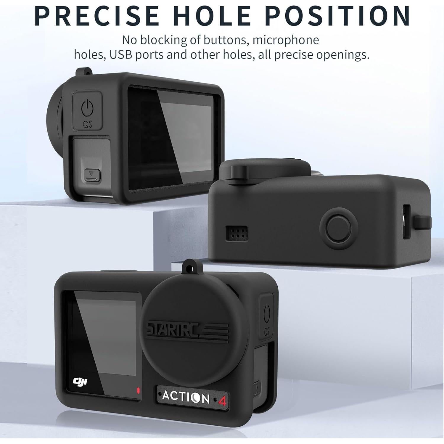 Funda de Silicona para DJI Osmo Action 4/3 con Tapa Lente