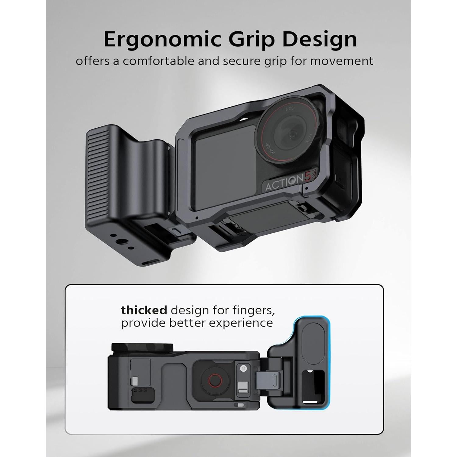 Mini Side Magnetic Handle for DJI Osmo Action 5 Pro, 4, 3 Cage – Aluminum Alloy with Magnetic Base, Quick Installation Adapter