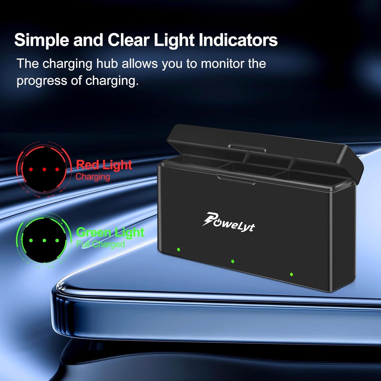 Kit de Cargador Rápido y 2 Baterías 2100mAh Osmo Action 5 Pro/4/3