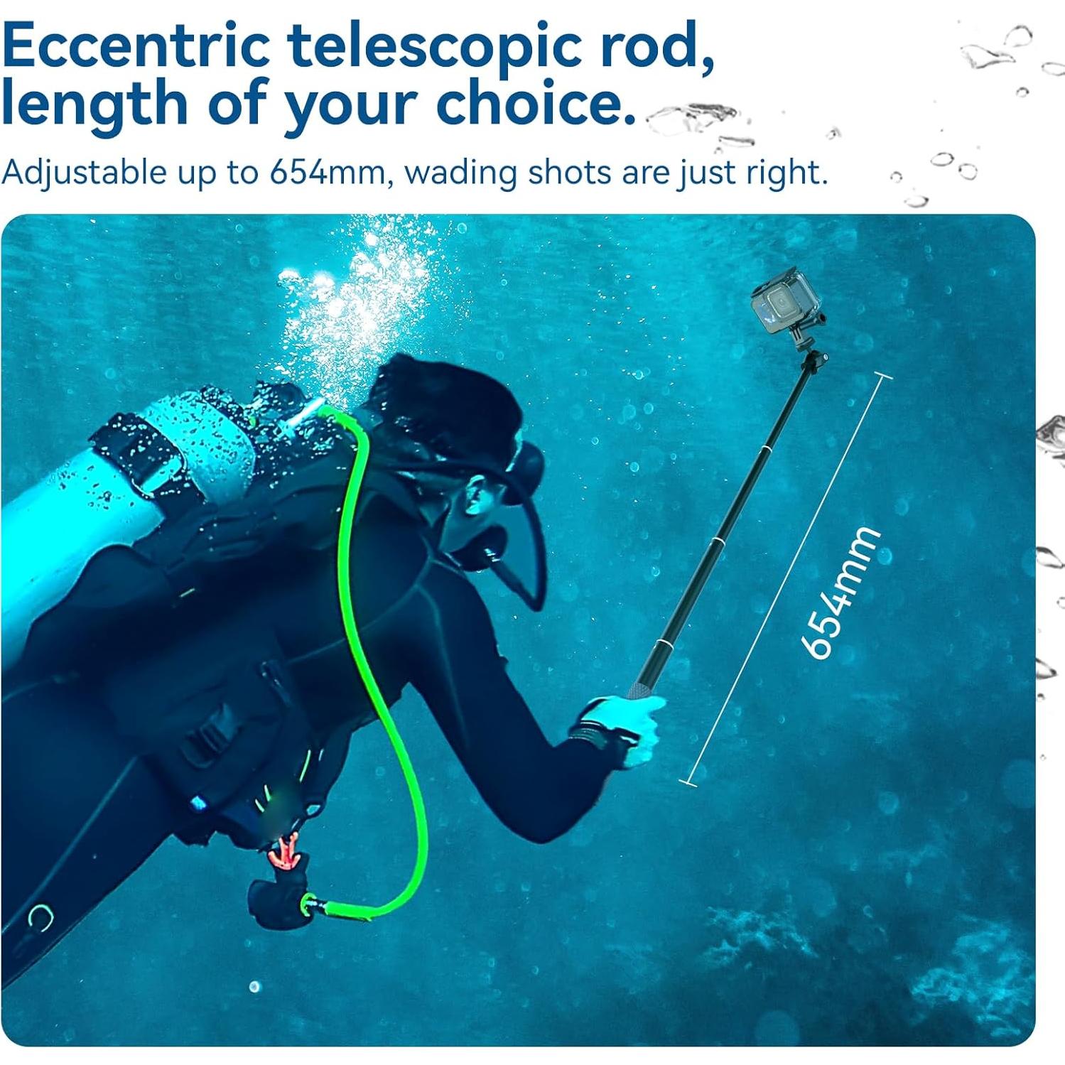 Palo de Selfie Impermeable TELESIN 65.4 cm para GoPro e Insta360