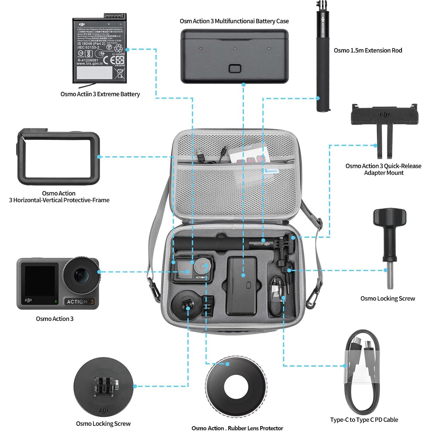 Funda de Cuero PU Skyreat para DJI Osmo Action 3/4/5 - Bolsa de Hombro