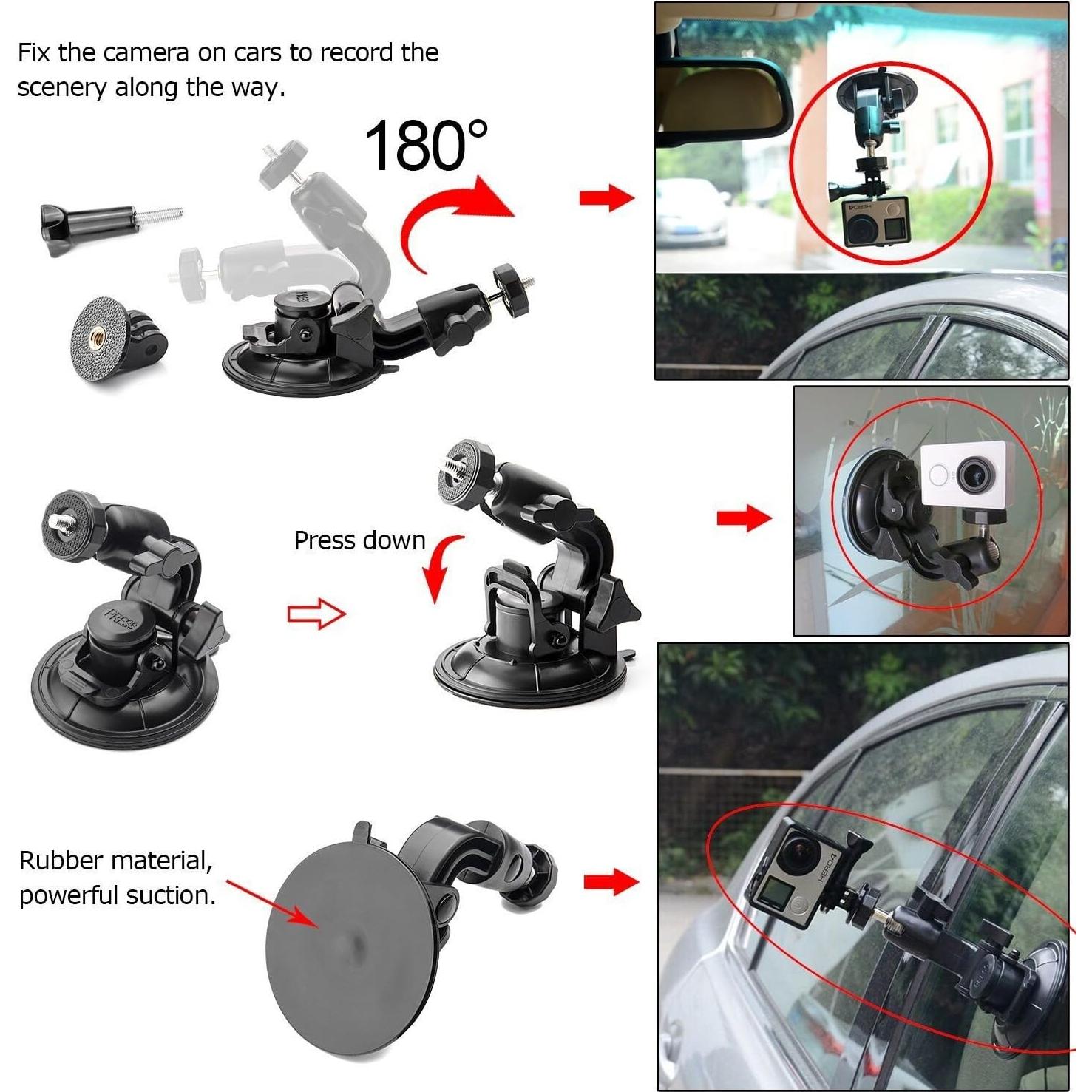 Soporte de Ventosa para Cámara ASOCEA para Parabrisas 360°