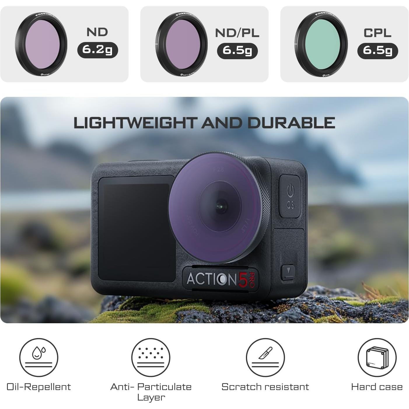 Filtro CPL Freewell para DJI Osmo Action 5 Pro - Mejora Colores