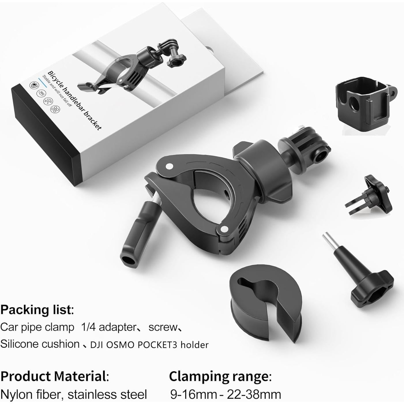 Soporte de Manillar para Motocicleta KOQEIEY 360° Compatible con GoPro e Insta360
