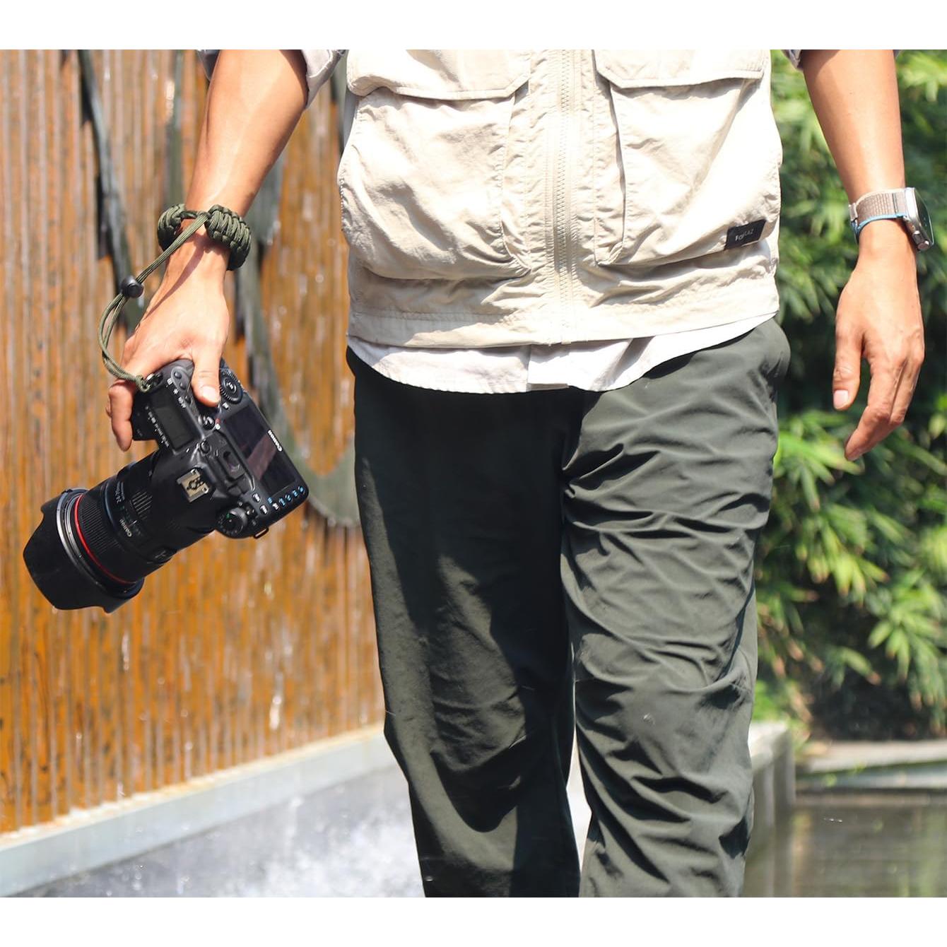 Correa de Muñeca Paracord Verde Militar para Cámara DSLR