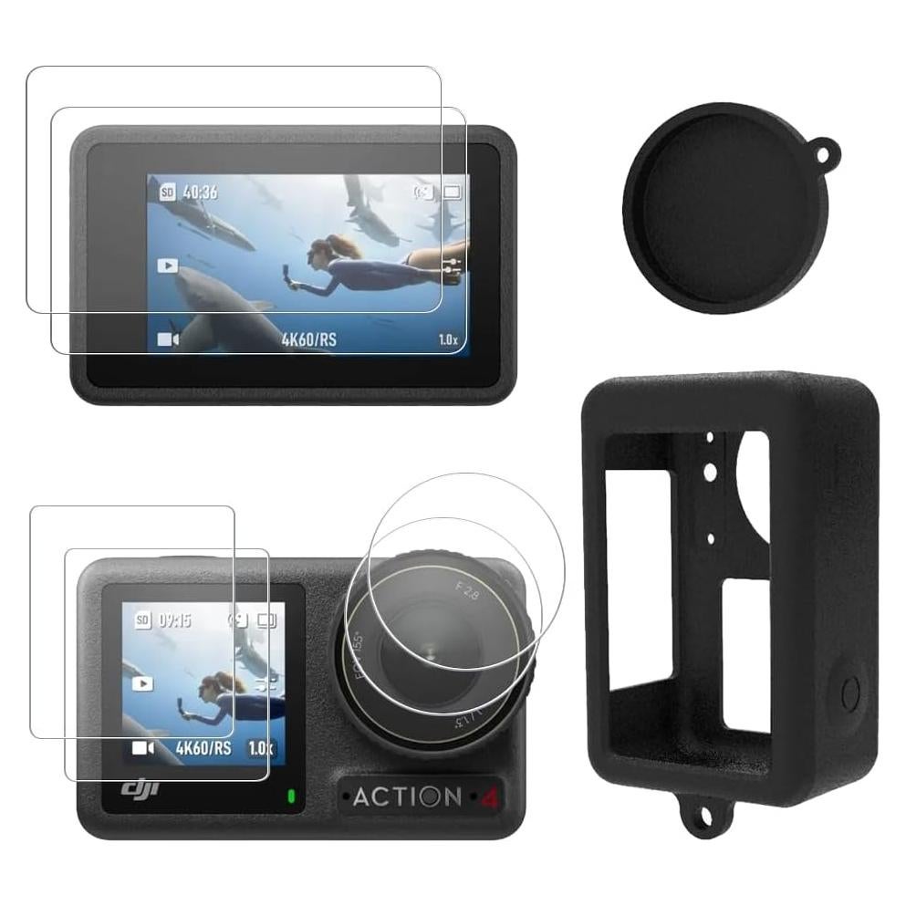 Protector de Pantalla y Funda de Silicona para DJI Osmo Action 4