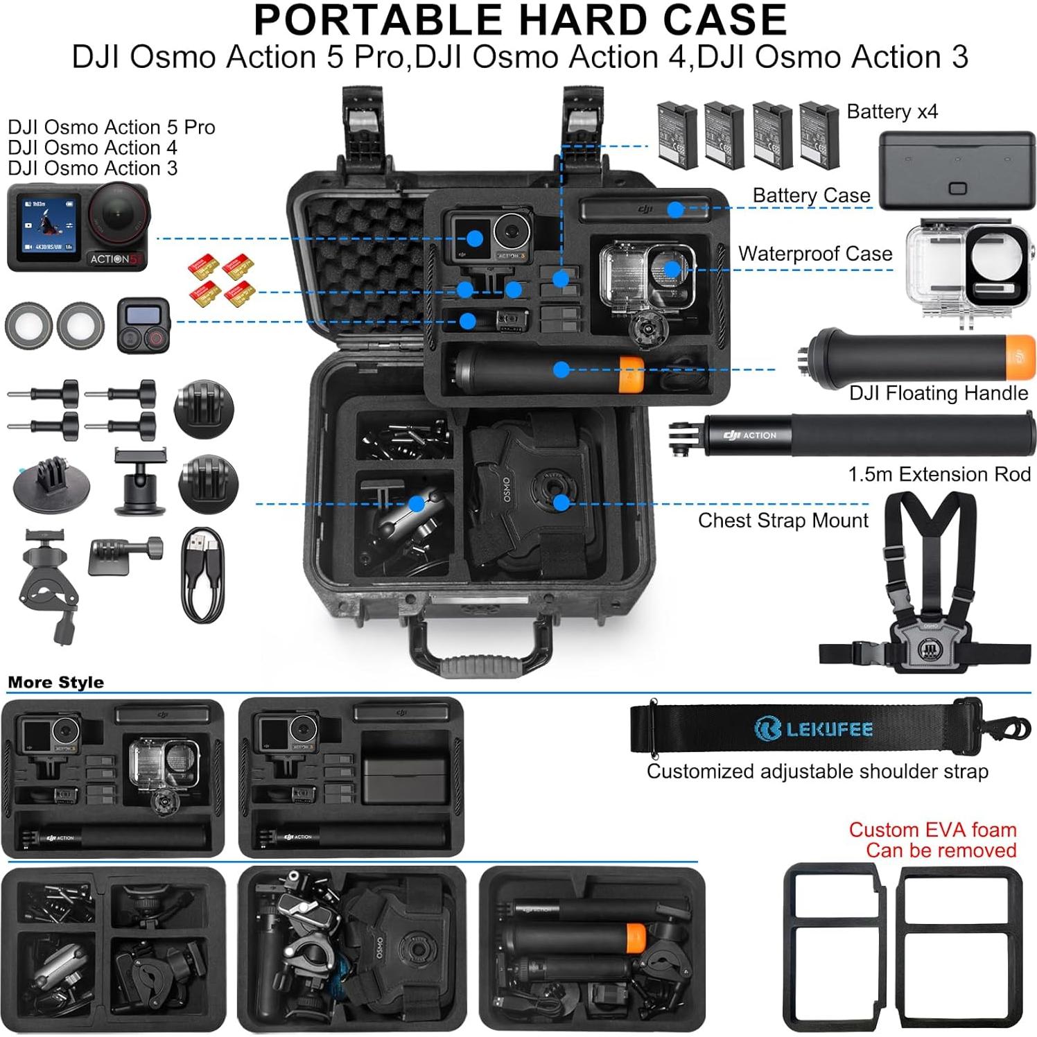 Estuche Duro Impermeable Lekufee para DJI Osmo Action 6/5/4/3
