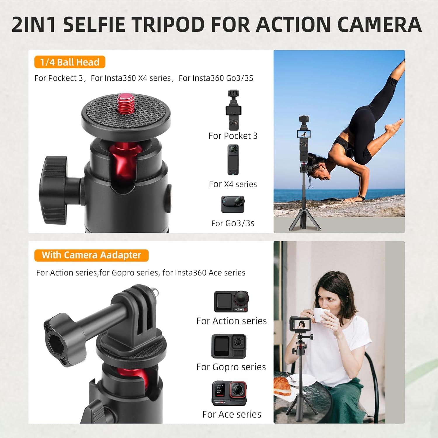 Trípode de Selfie Pocket 3 Flymile para DJI Osmo Pocket 3 - Ligero y Extensible