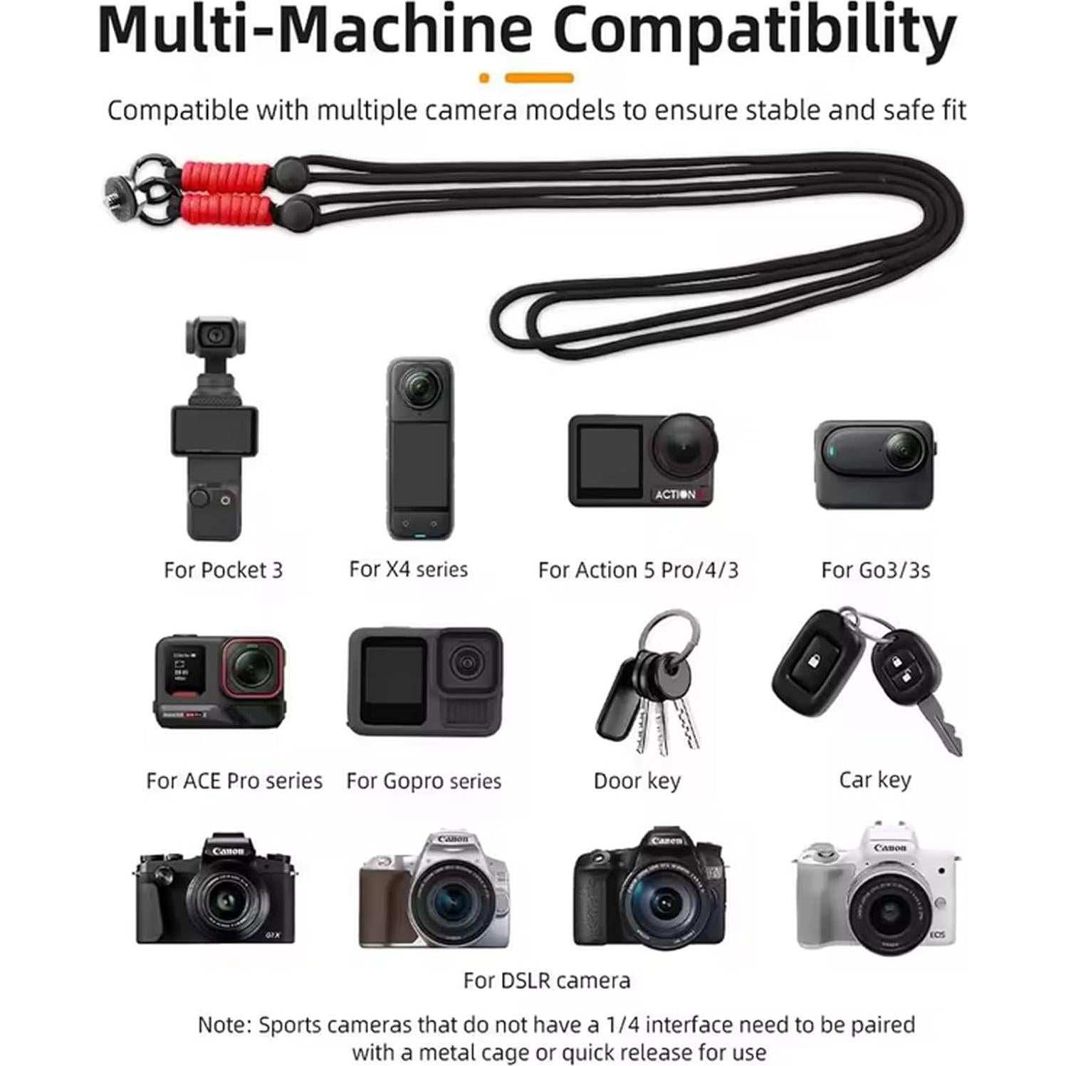 Correa para cámara de acción Honlyn DJI OSMO Pocket 3 123 cm