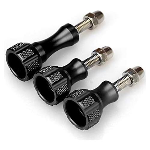SLFC 3 Pcs Aluminum Alloy Thumbscrews for GoPro Hero 2018, Fusion, Hero 8/7/6/5/4/3/2/1, DJI Osmo Action, 8 Colors, Very Durable, Standard Camera Mounts Screws (Black)